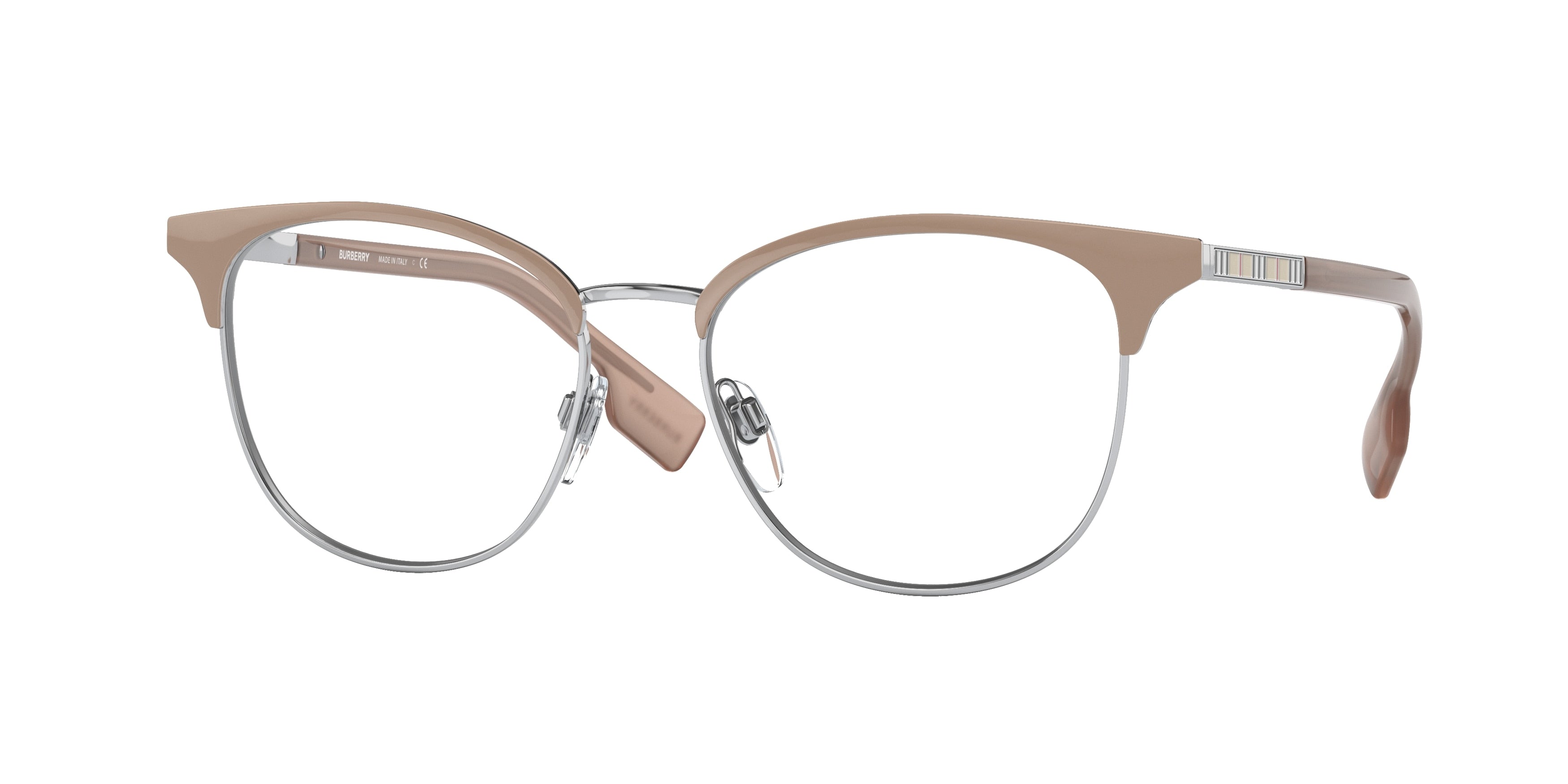 Burberry SOPHIA BE1355 Square Eyeglasses  1005-Silver/Brown 52-140-16 - Color Map Silver