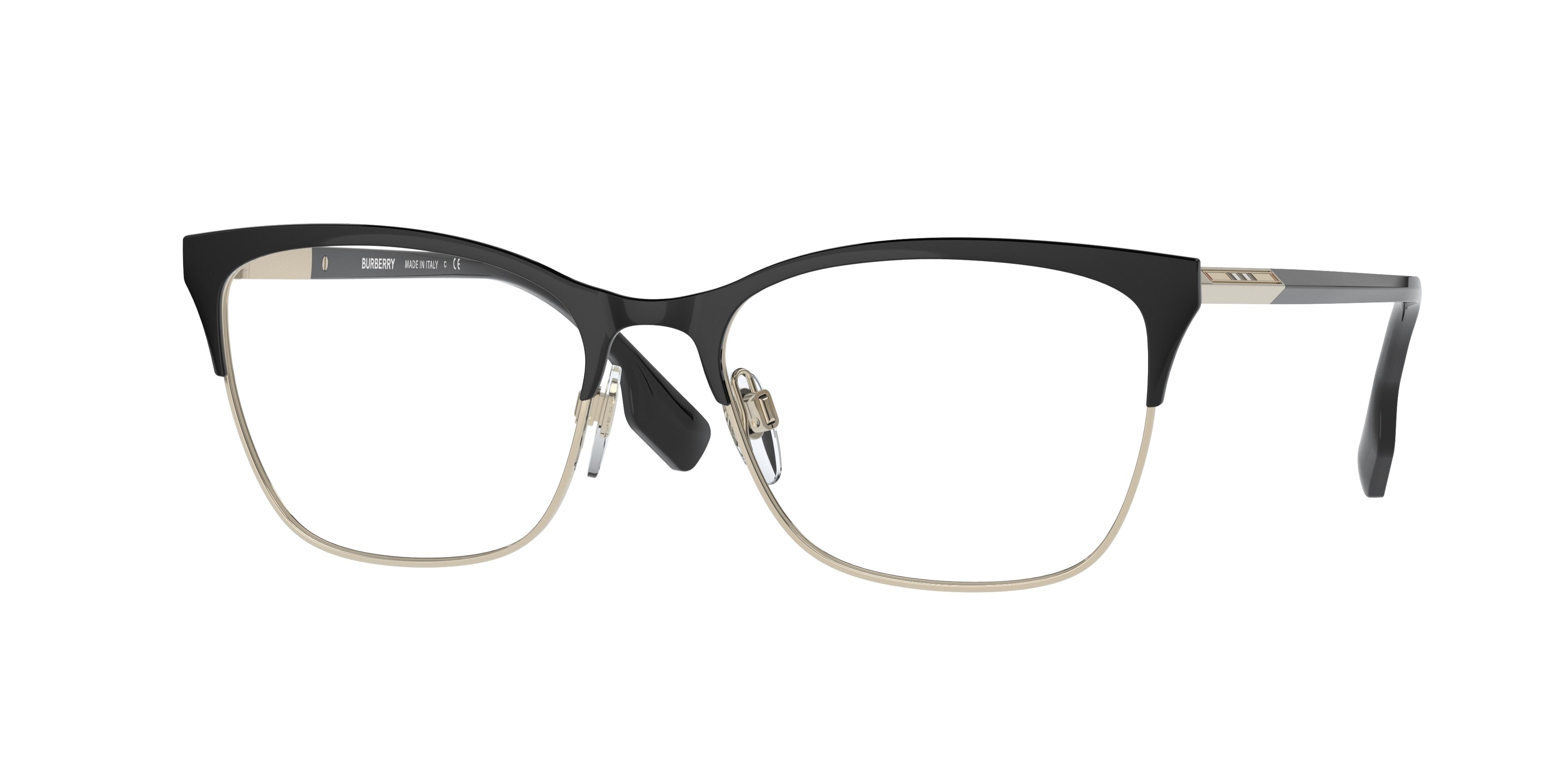 Burberry ALMA BE1362 Cat Eye Eyeglasses  1326-Light Gold/Black 54-140-17 - Color Map Gold