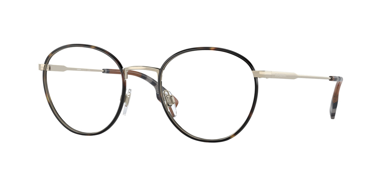 Burberry HUGO BE1373 Round Eyeglasses  1109-Light Gold/Dark Havana 51-145-21 - Color Map Gold