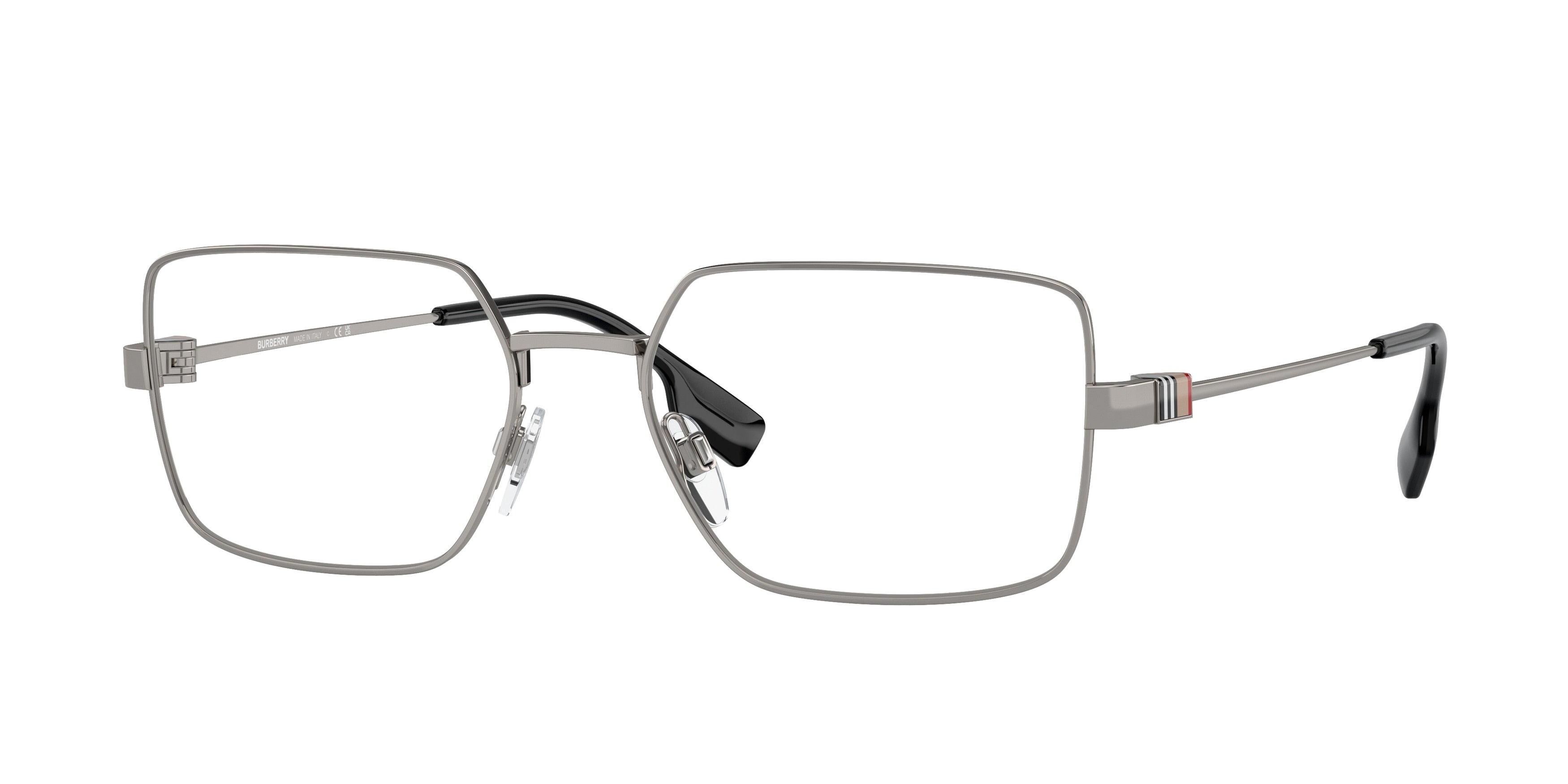Burberry BE1380 Rectangle Eyeglasses  1003-Gunmetal 56-145-18 - Color Map Grey