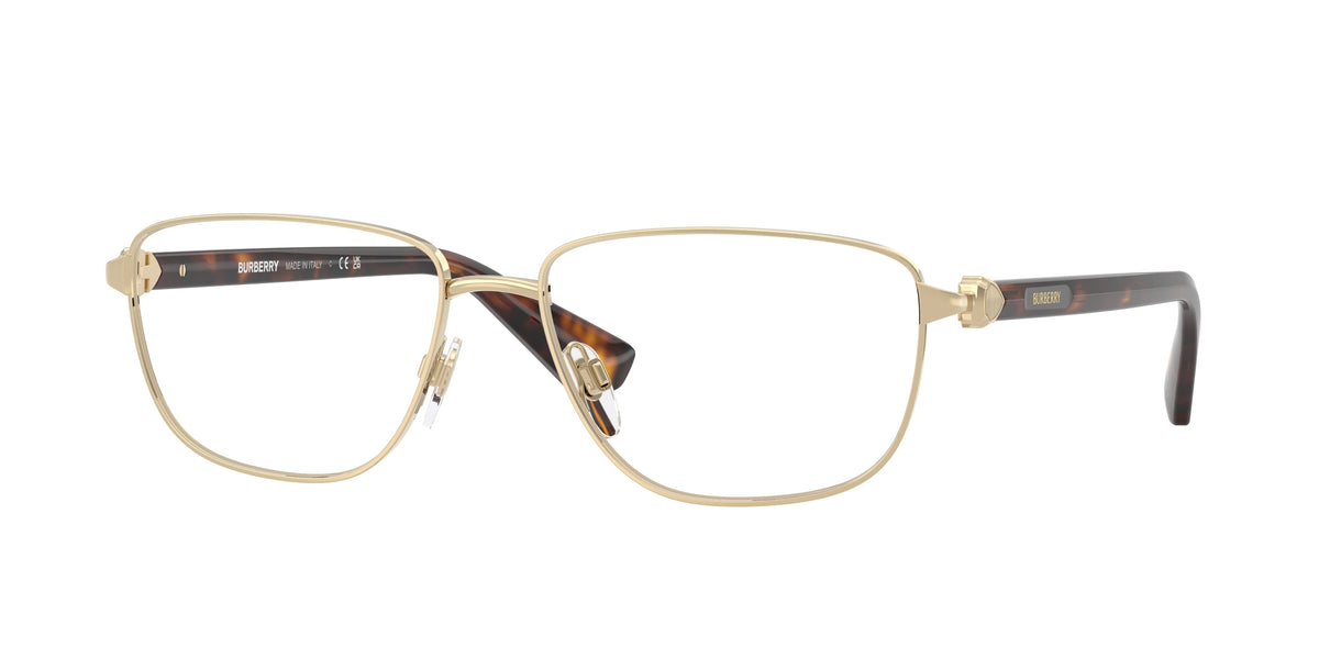 Burberry BE1393 Rectangle Eyeglasses  1109-Light Gold 57-140-16 - Color Map Gold
