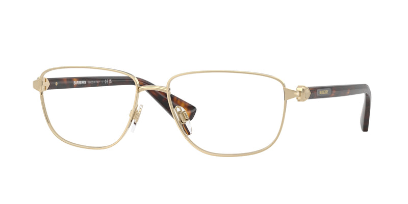 Burberry BE1393 Rectangle Eyeglasses  1109-Light Gold 57-140-16 - Color Map Gold