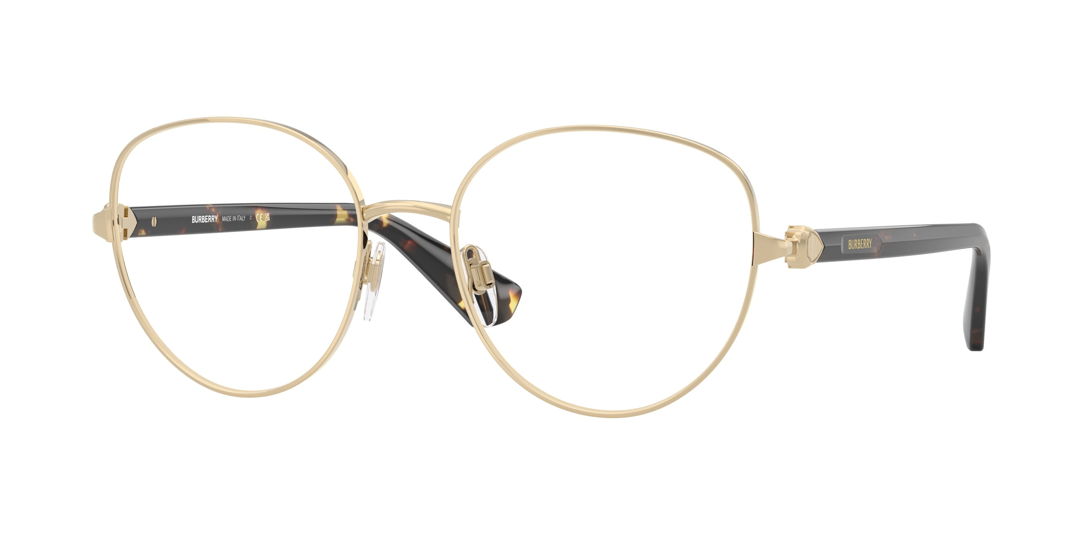 Burberry BE1394 Phantos Eyeglasses  1109-Light Gold 55-140-18 - Color Map Gold