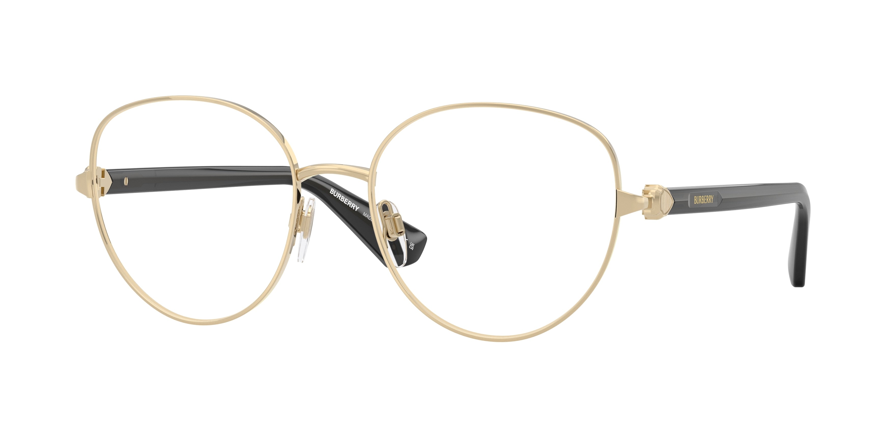 Burberry BE1394 Phantos Eyeglasses  1355-Light Gold 55-140-18 - Color Map Gold