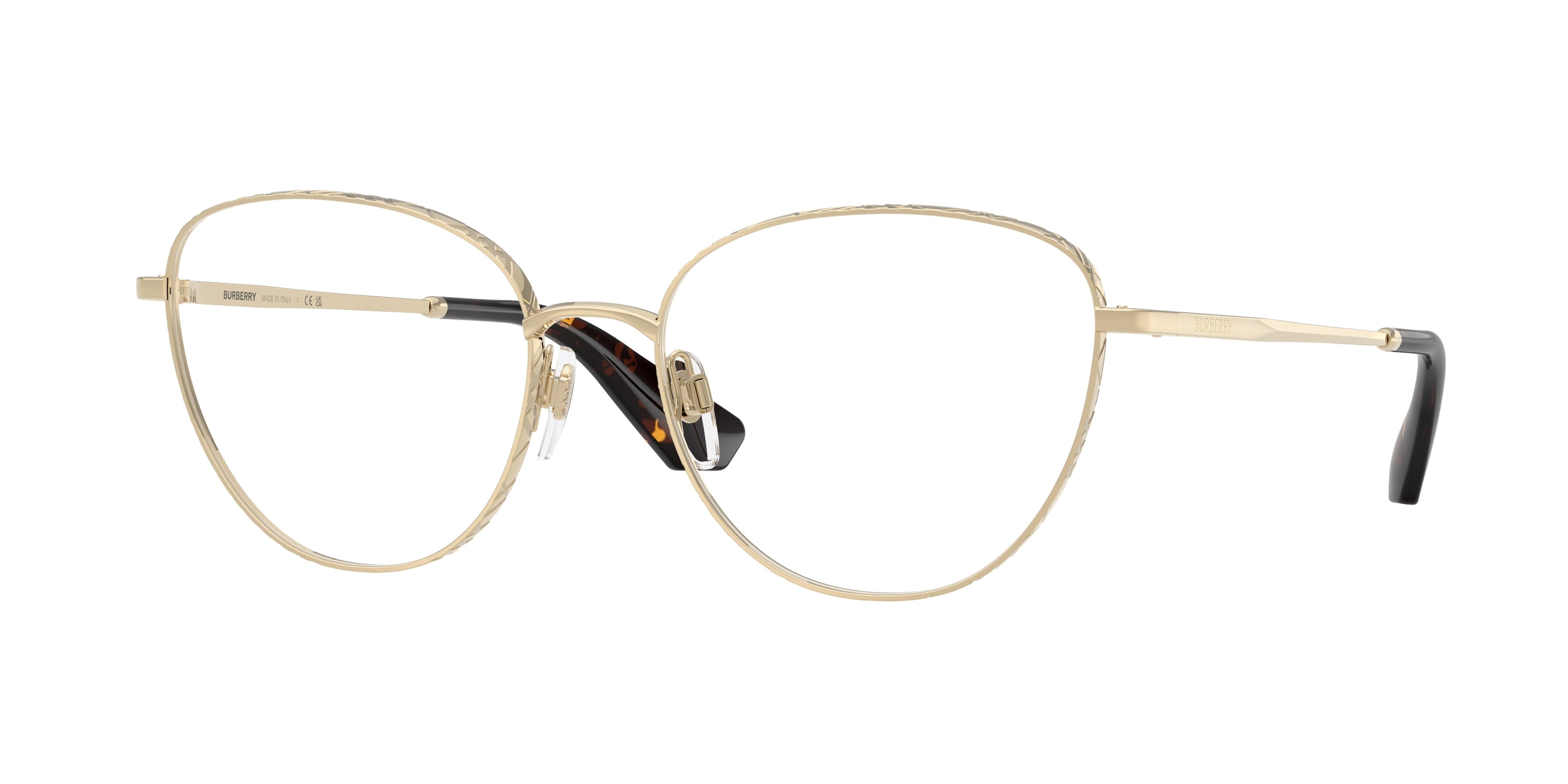 Burberry BE1398 Cat Eye Eyeglasses  1109-Light Gold 56-140-17 - Color Map Gold