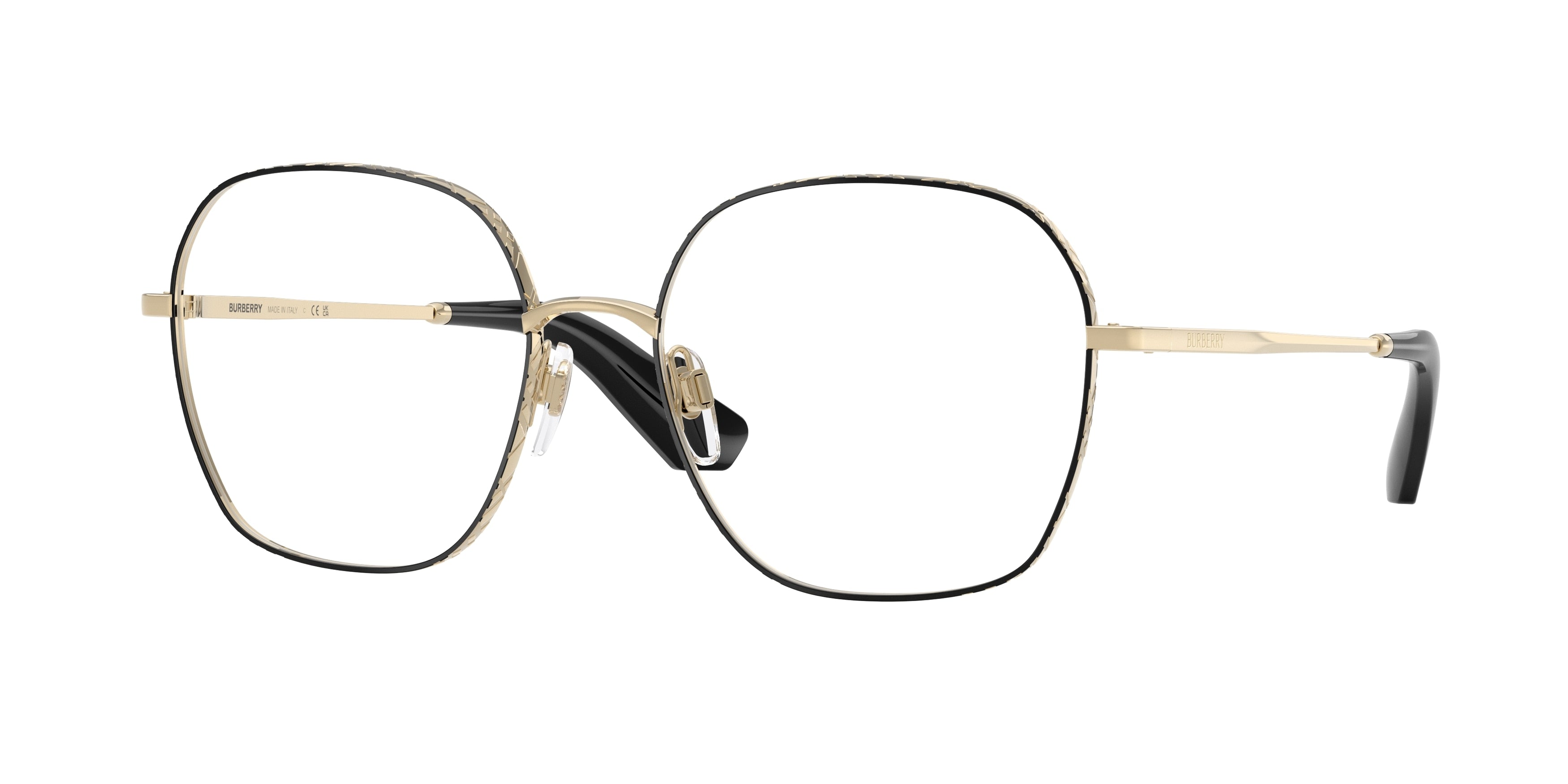 Burberry BE1399 Square Eyeglasses  1326-Black 55-140-17 - Color Map Black