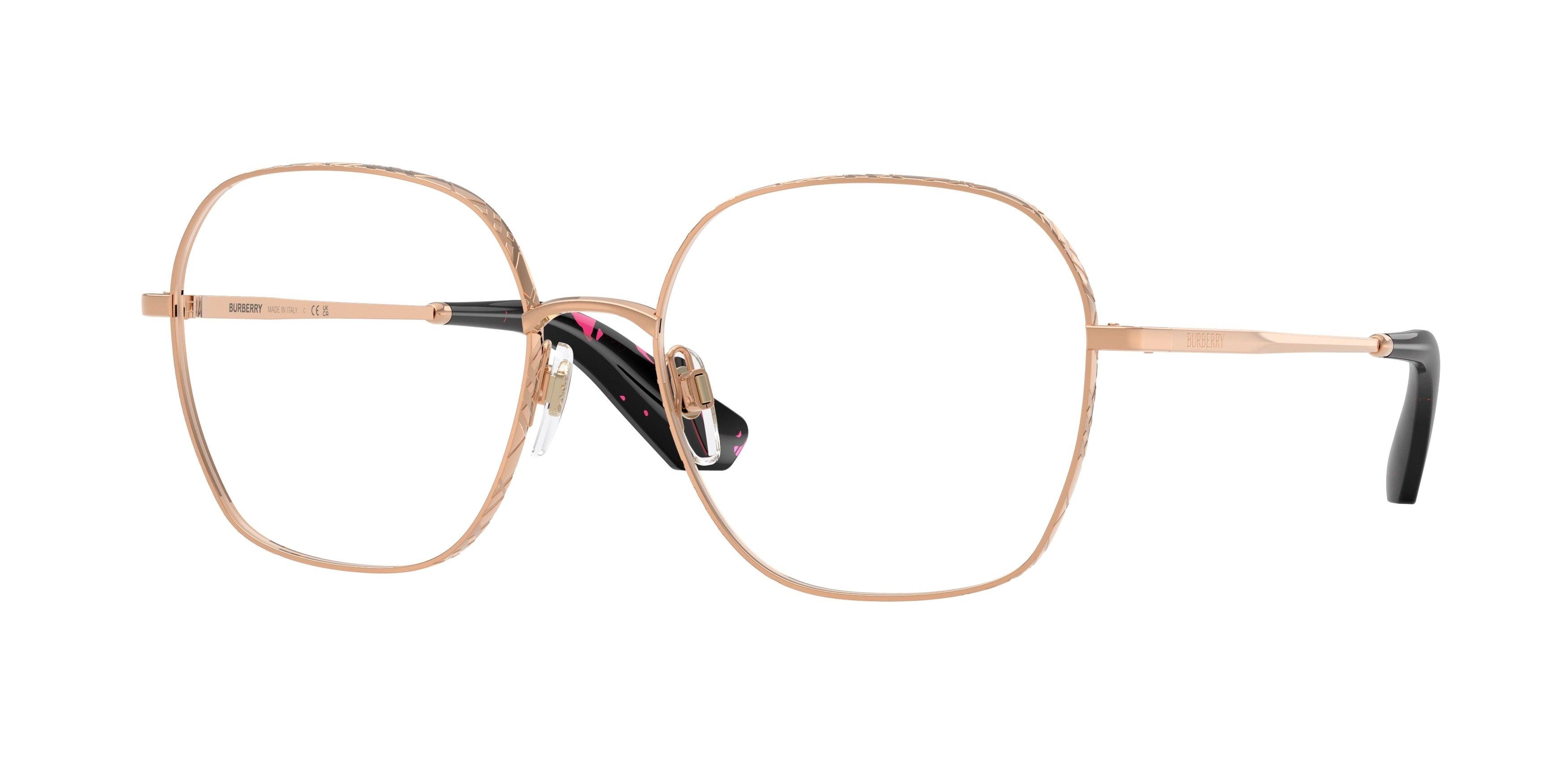 Burberry BE1399 Square Eyeglasses  1337-Rose Gold 55-140-17 - Color Map Gold