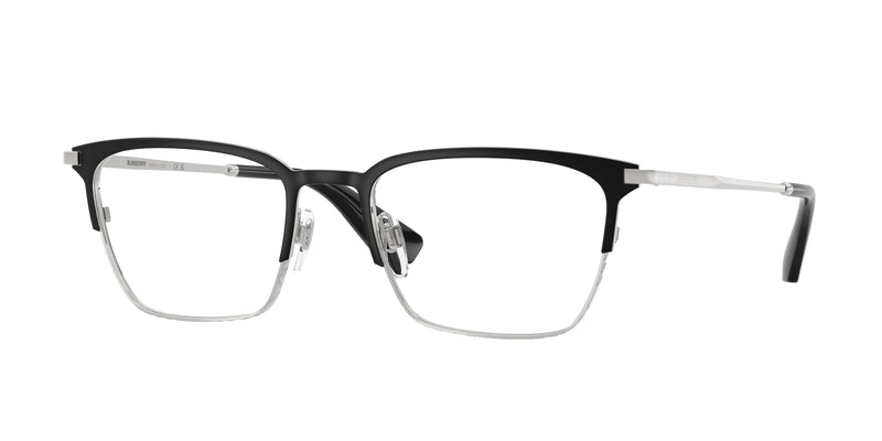 Burberry BE1401 Rectangle Eyeglasses  1005-Black/Silver 54-145-19 - Color Map Black