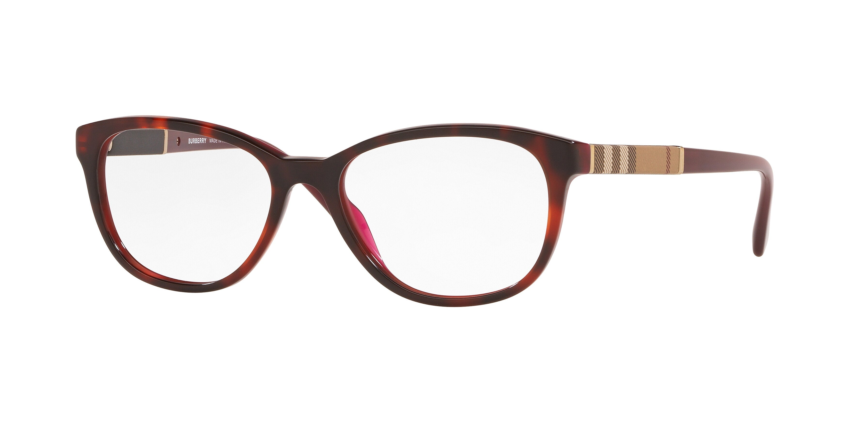 Burberry BE2172 Square Eyeglasses  3657-Top Havana On Bordeaux 52-140-16 - Color Map Red