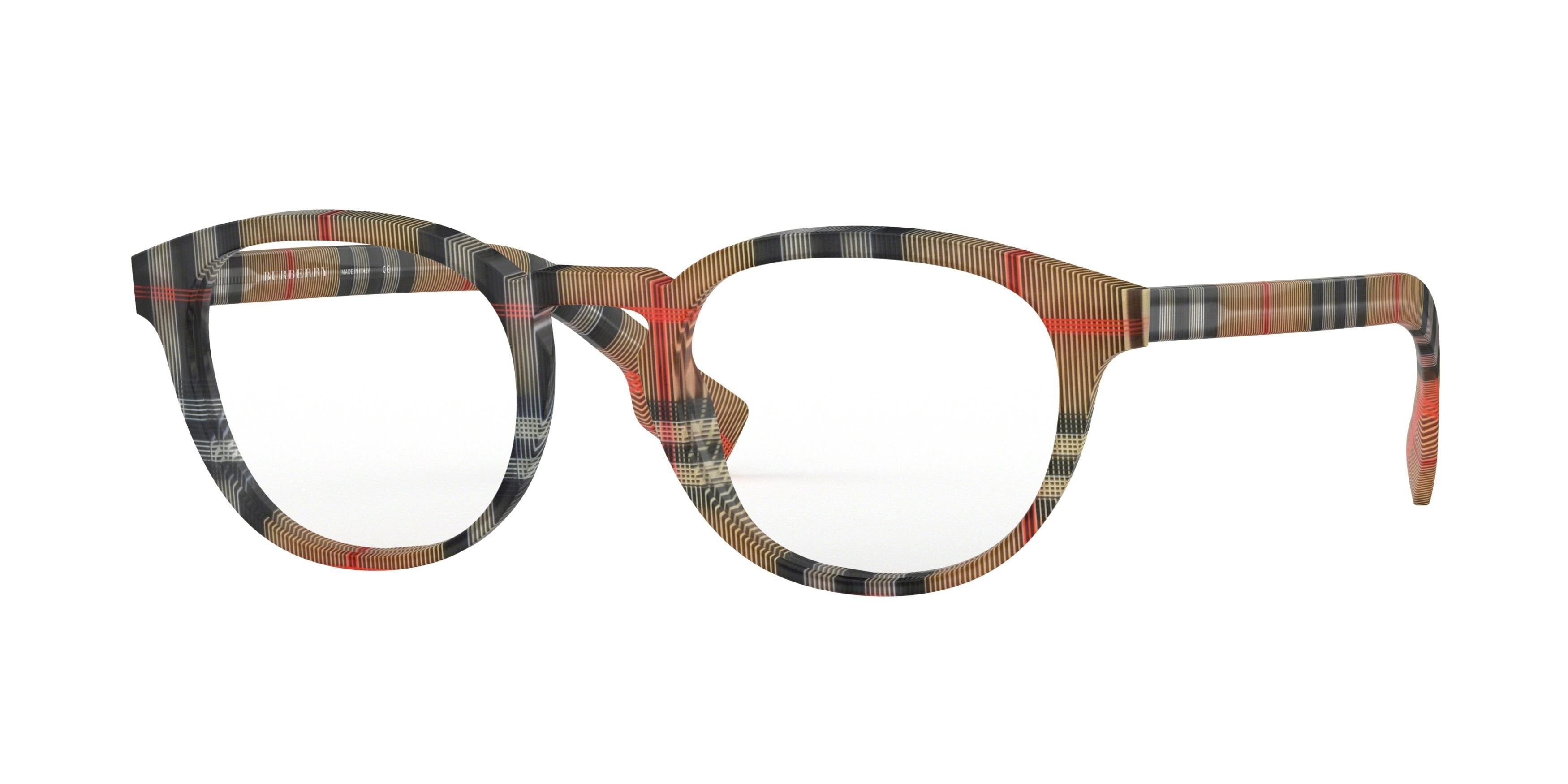 Burberry BE2293 Round Eyeglasses  3778-Vintage Check 51-145-21 - Color Map Brown