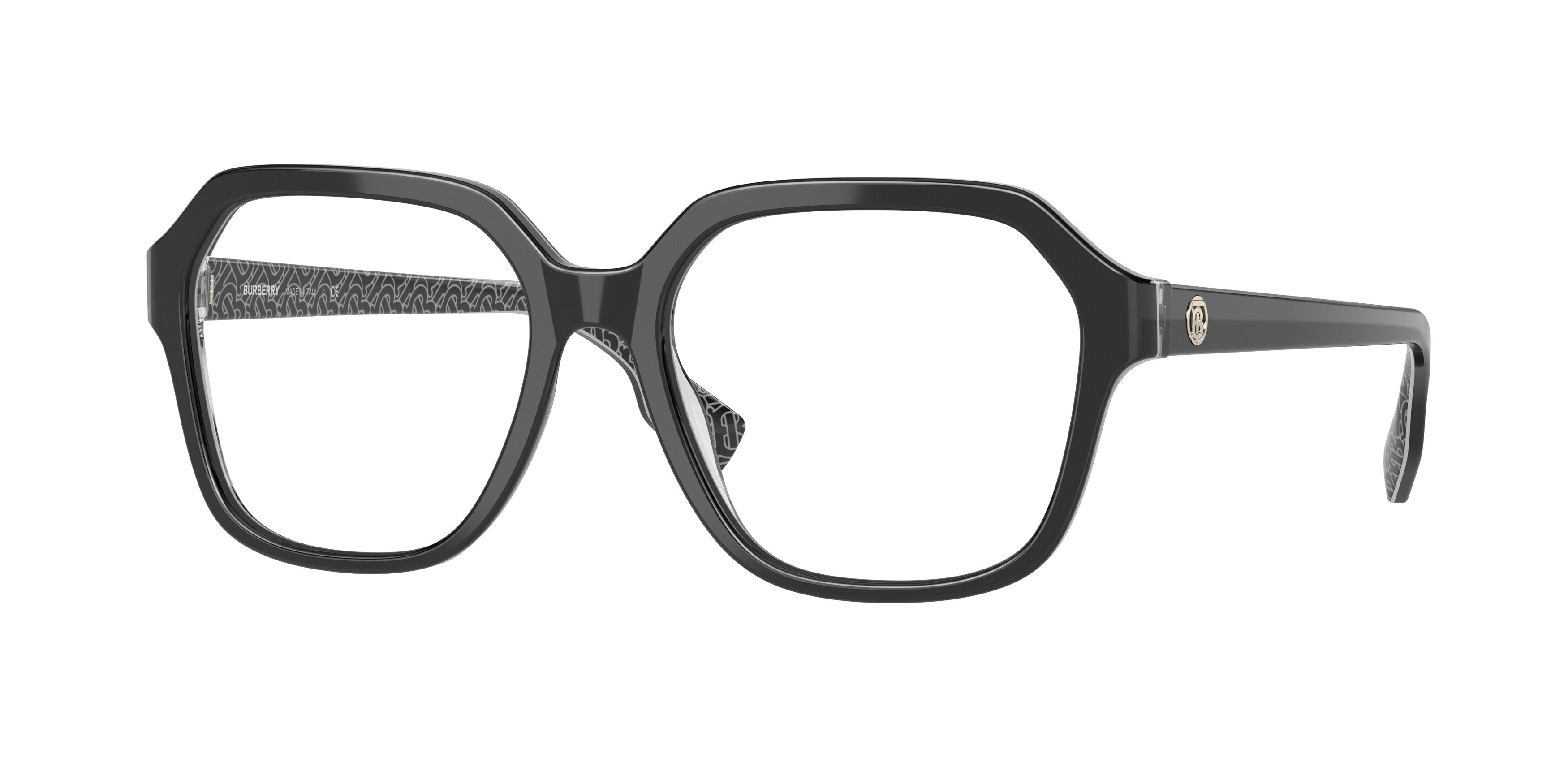 Burberry ISABELLA BE2358F Square Eyeglasses  3977-Black/Print Tb/Crystal 54-140-17 - Color Map Black