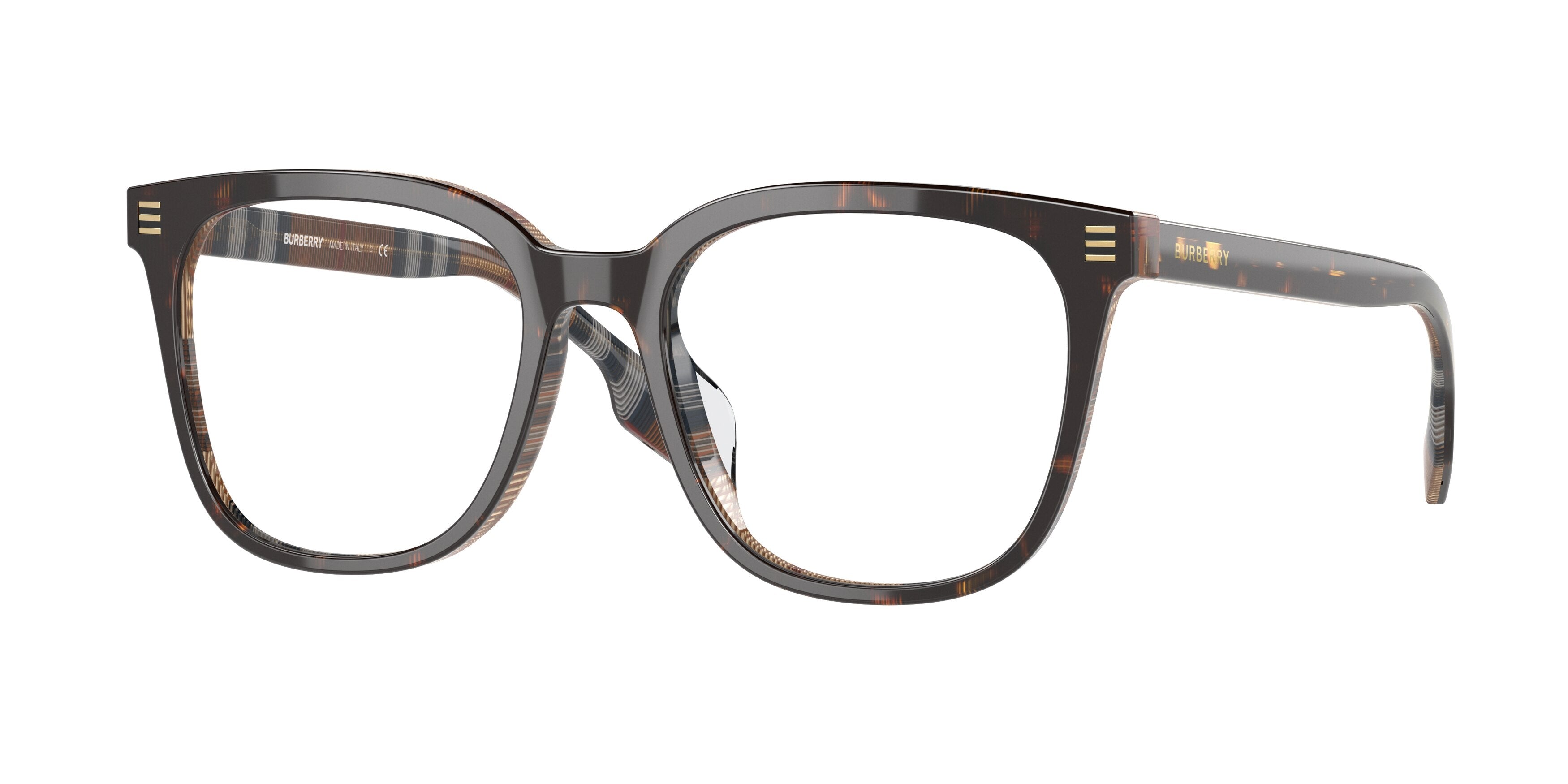 Burberry BE2361D Square Eyeglasses  4002-Top Dark Havana/Check Brown 53-145-18 - Color Map Tortoise