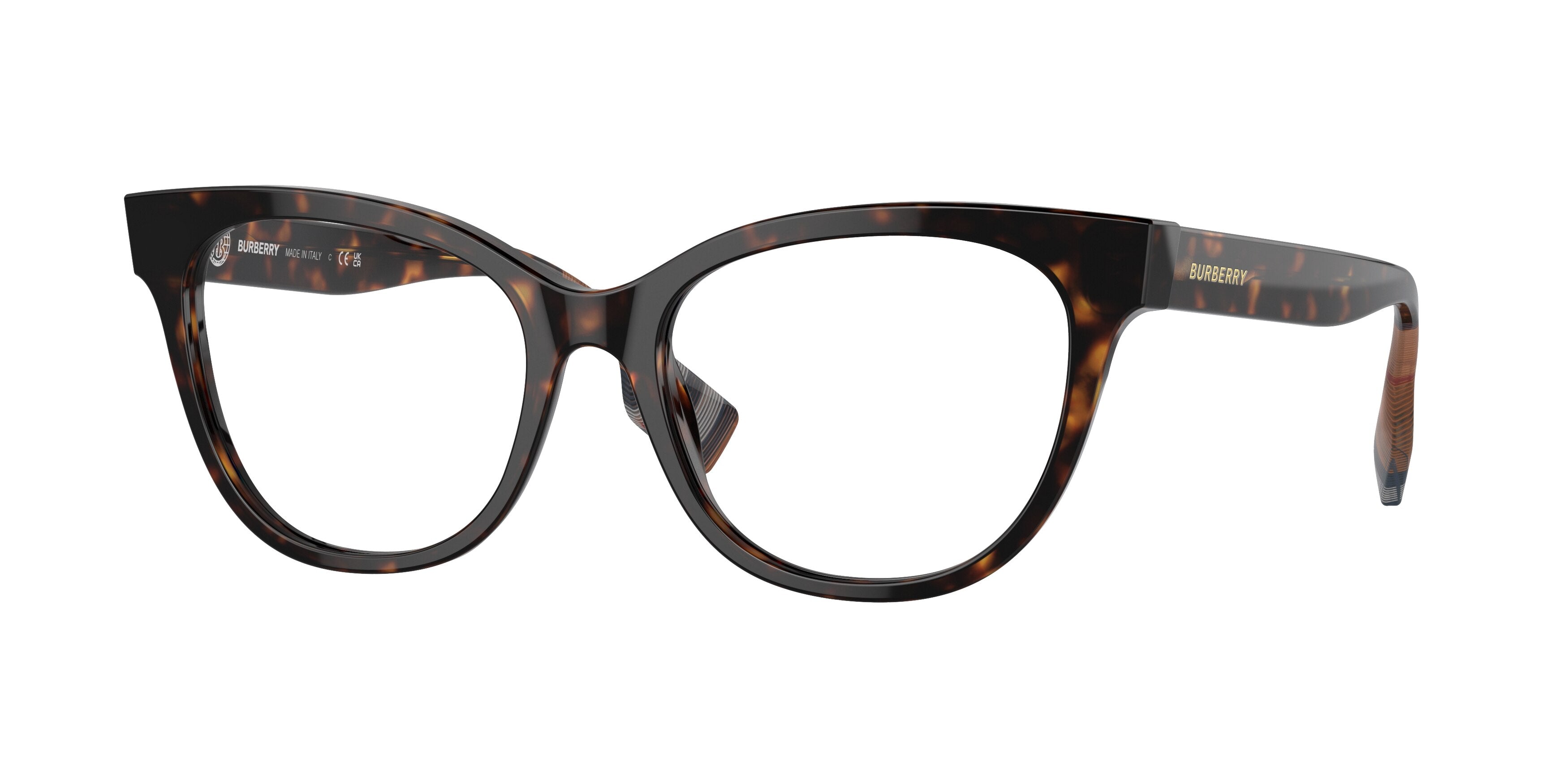 Burberry EVELYN BE2375F Cat Eye Eyeglasses  3002-Dark Havana 53-140-17 - Color Map Brown