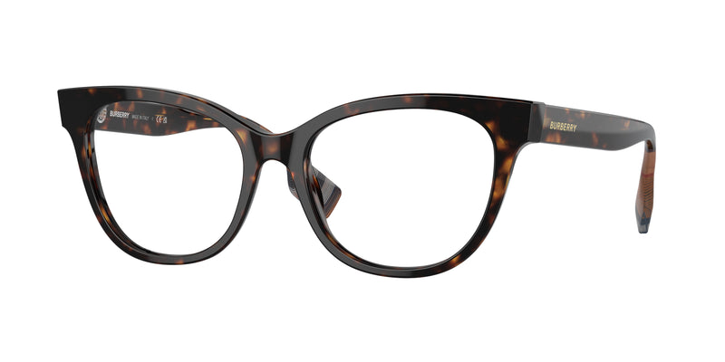 Burberry EVELYN BE2375 Cat Eye Eyeglasses  3002-Dark Havana 53-140-17 - Color Map Brown