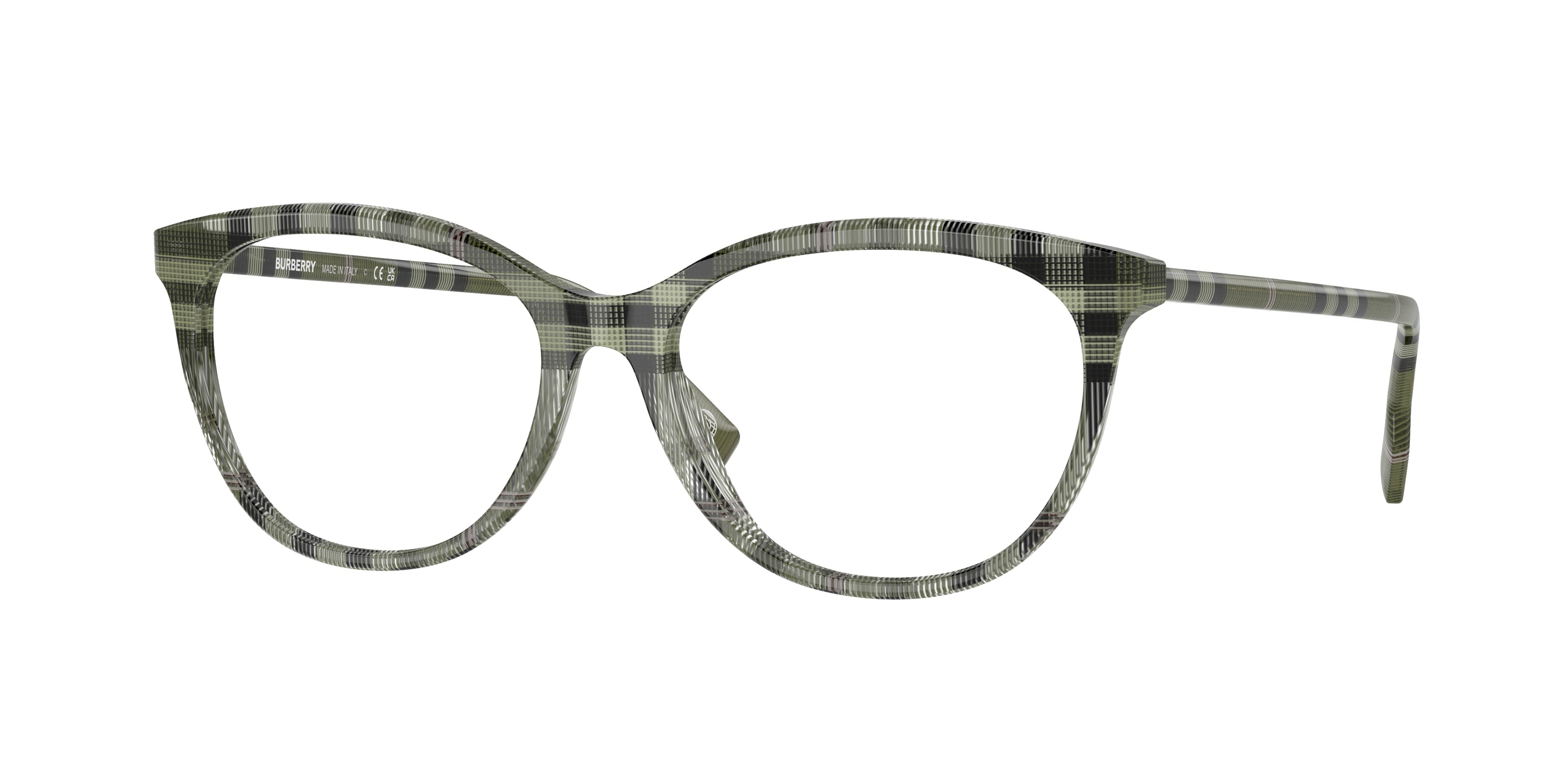 Burberry BE2389 Irregular Eyeglasses  4089-Check Green 54-140-16 - Color Map Green