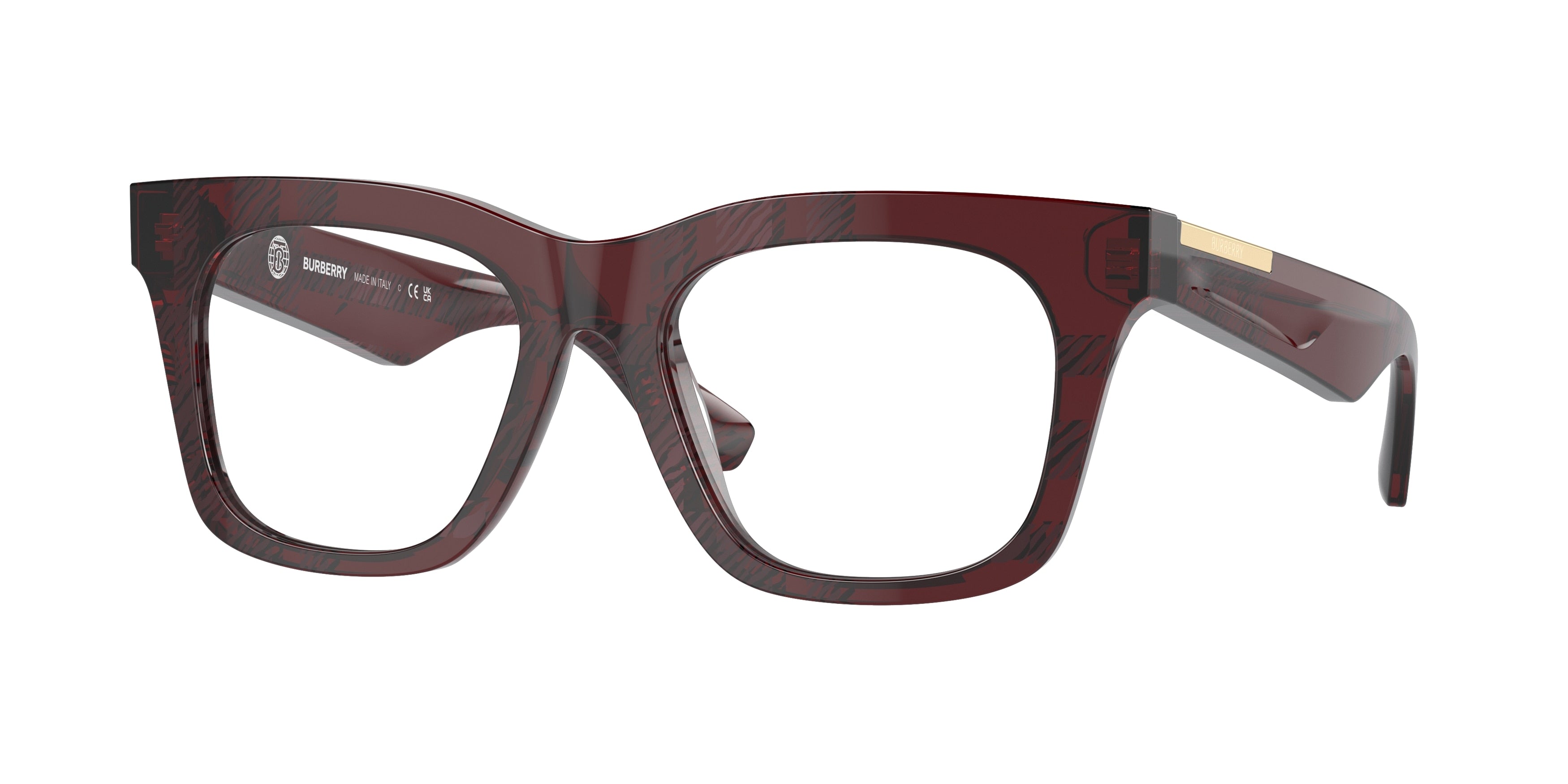 Burberry BE2407 Square Eyeglasses  4115-Check Red 51-140-18 - Color Map Red