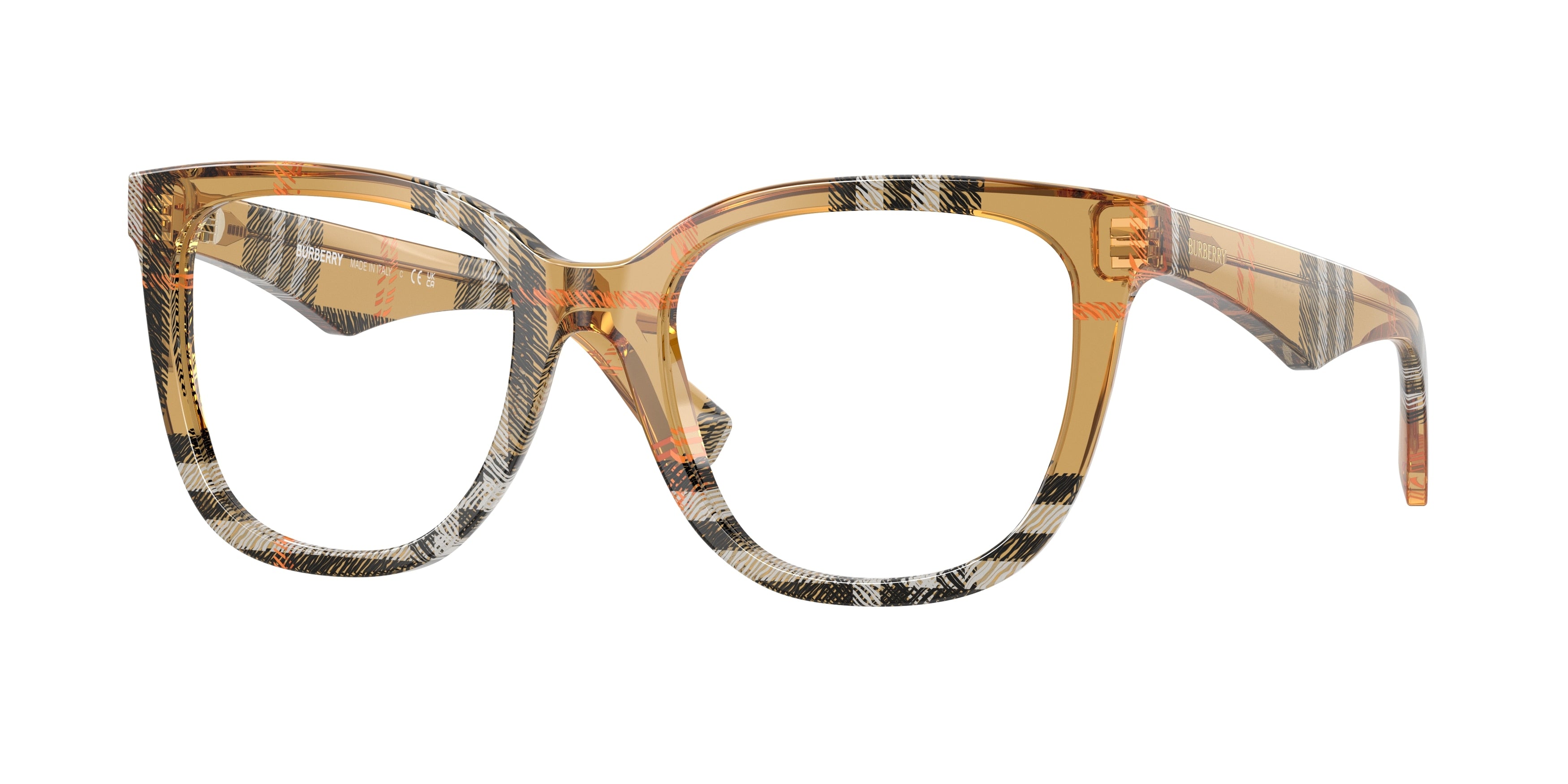 Burberry BE2415 Square Eyeglasses  4146-Check Sand 53-140-19 - Color Map Brown