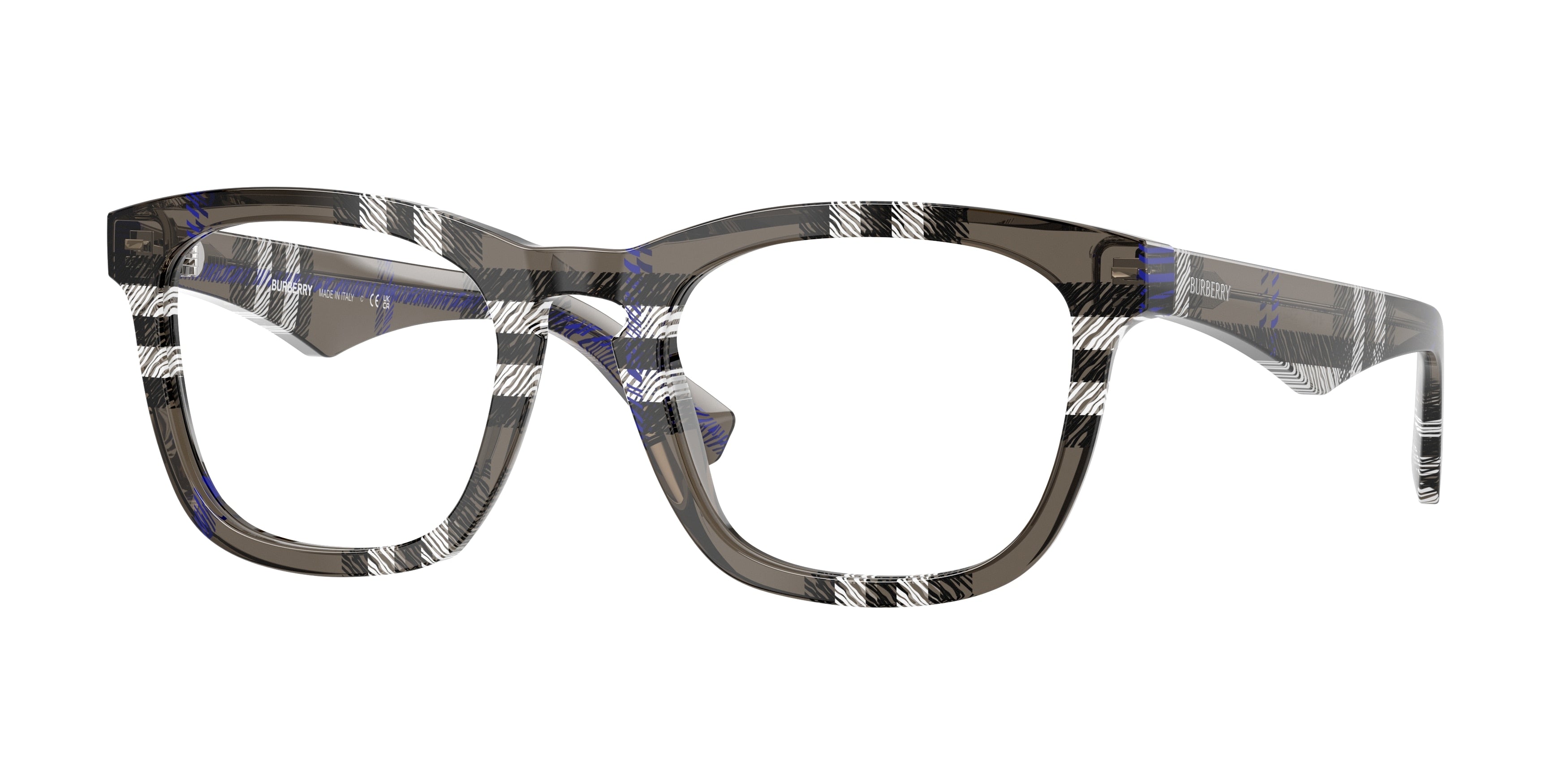 Burberry BE2417F Square Eyeglasses  4147-Check Lichen 53-145-21 - Color Map Grey