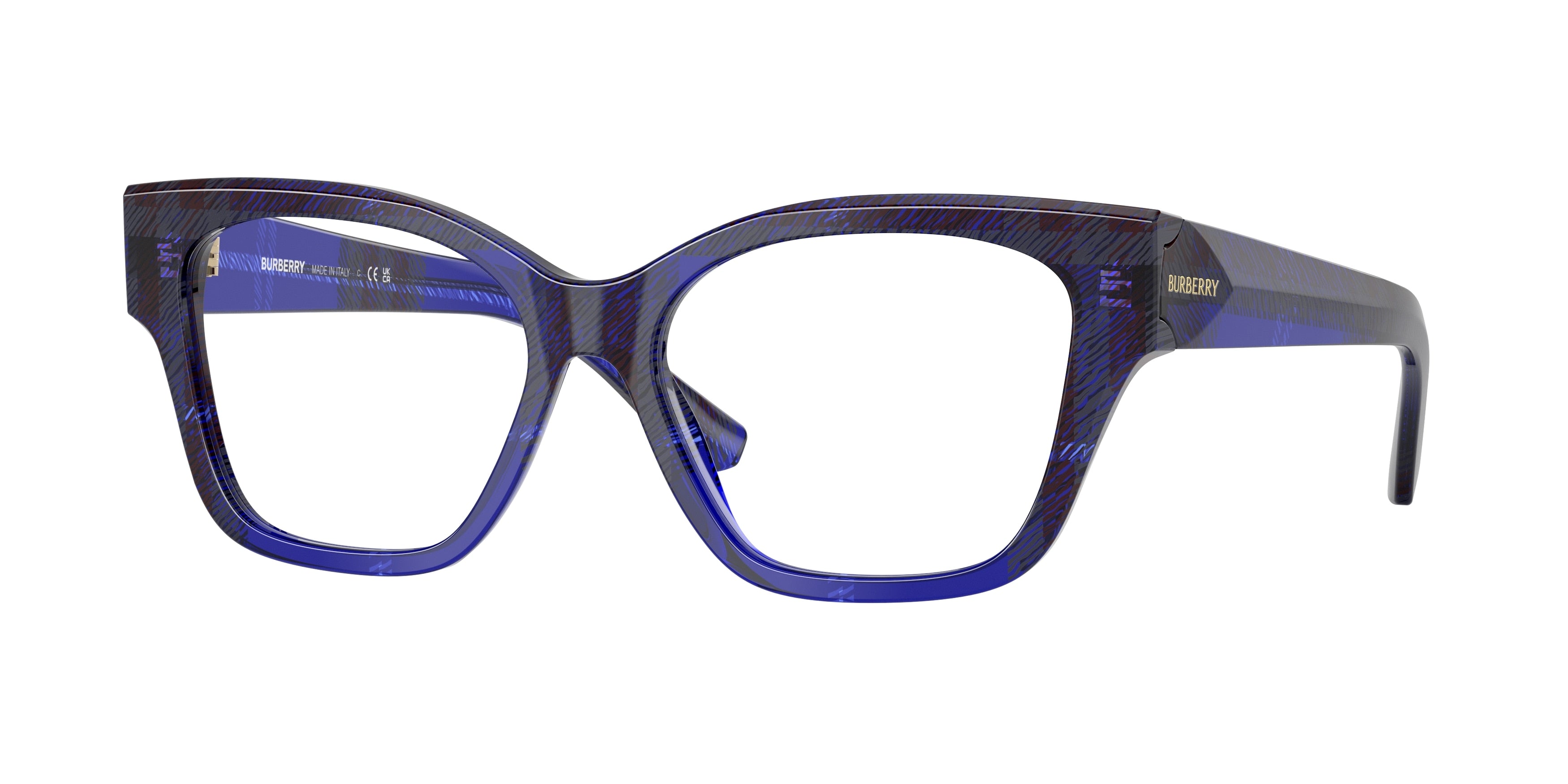 Burberry BE2420F Cat Eye Eyeglasses  4114-Check Blue 52-140-16 - Color Map Blue