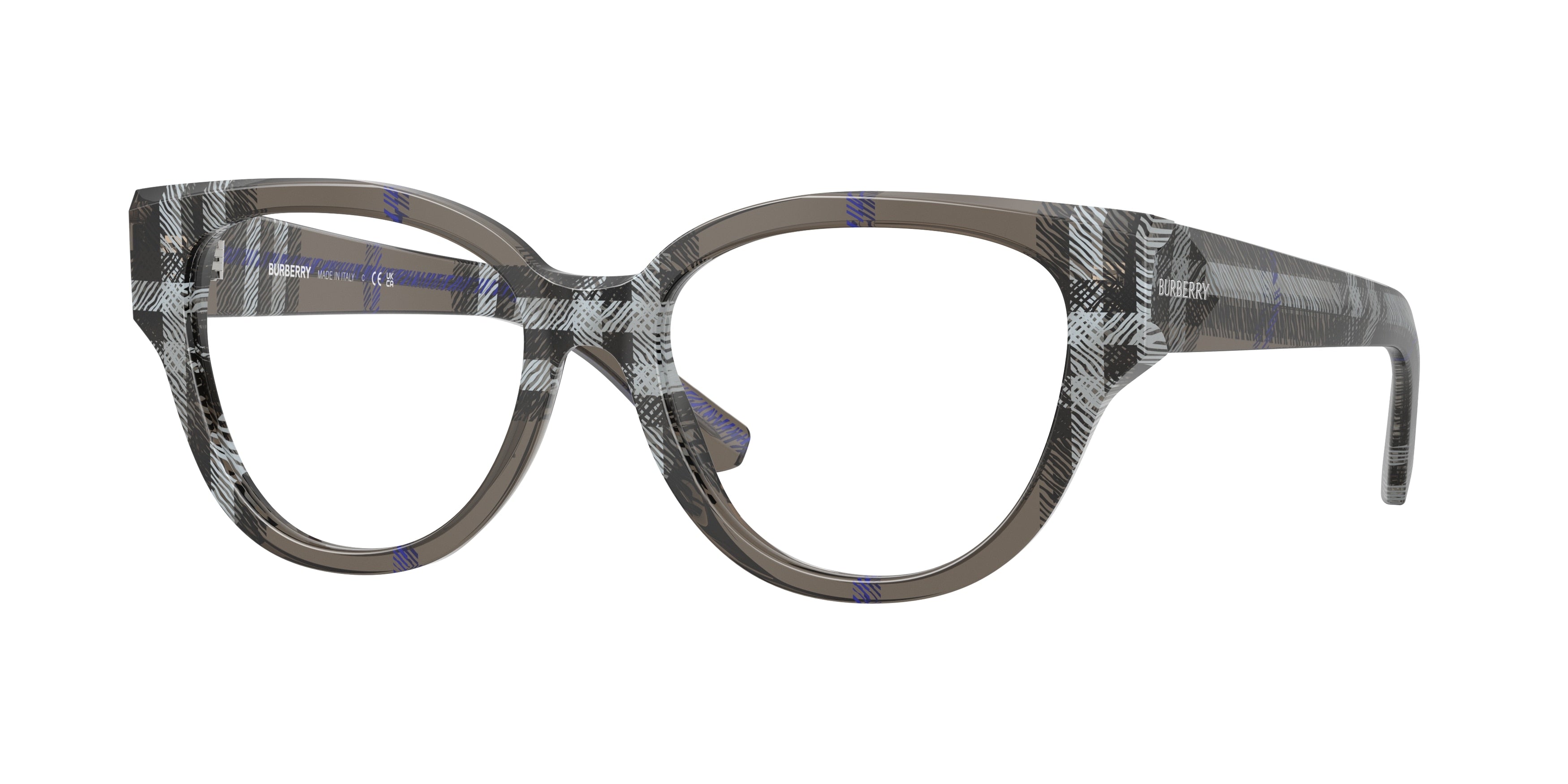 Burberry BE2421 Phantos Eyeglasses  4147-Check Lichen 53-140-17 - Color Map Grey