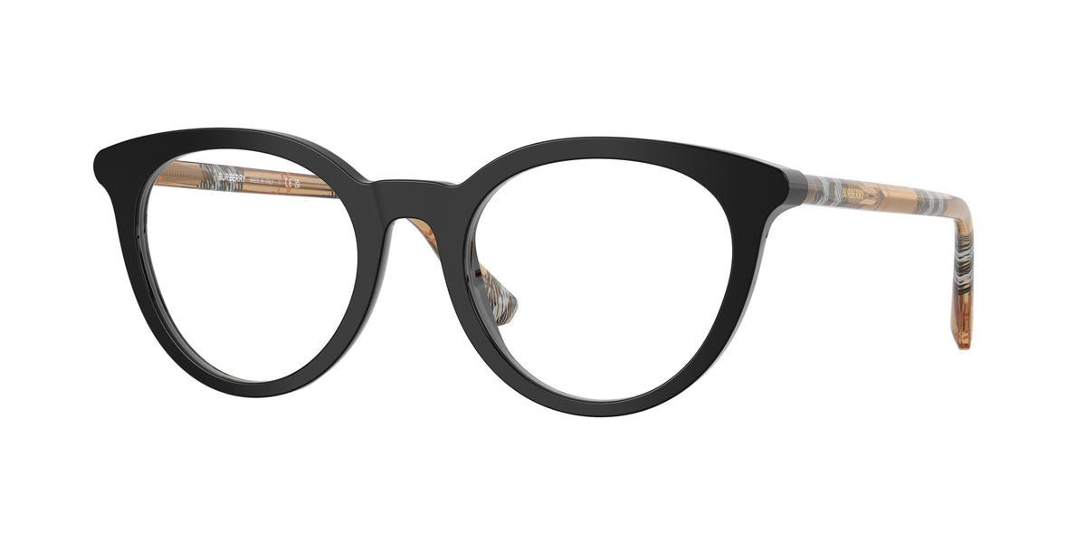 Burberry BE2429 Round Eyeglasses  4161-Black 50-140-20 - Color Map Black