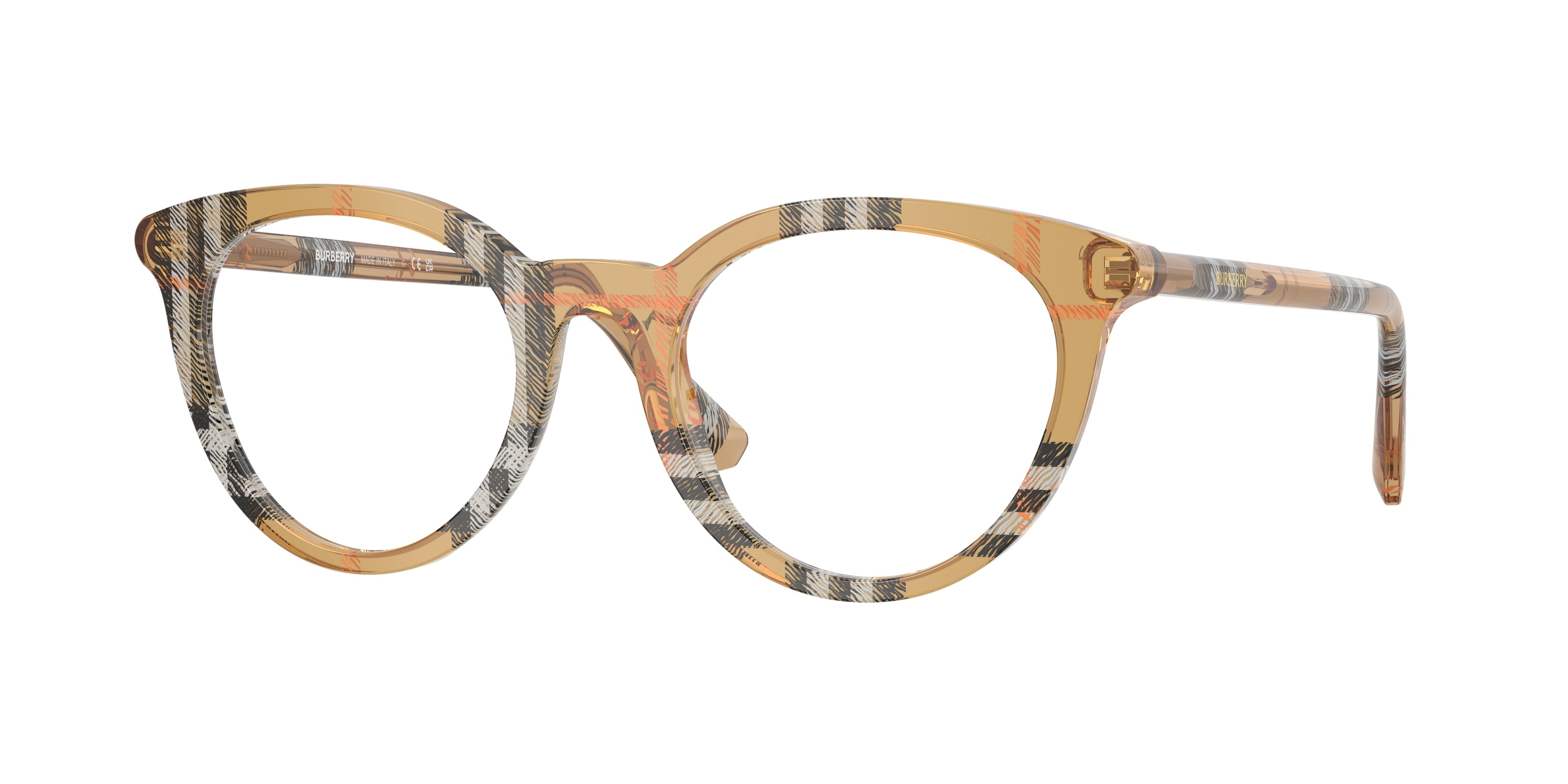 Burberry BE2429 Round Eyeglasses  4163-Check Sand 50-140-20 - Color Map Brown