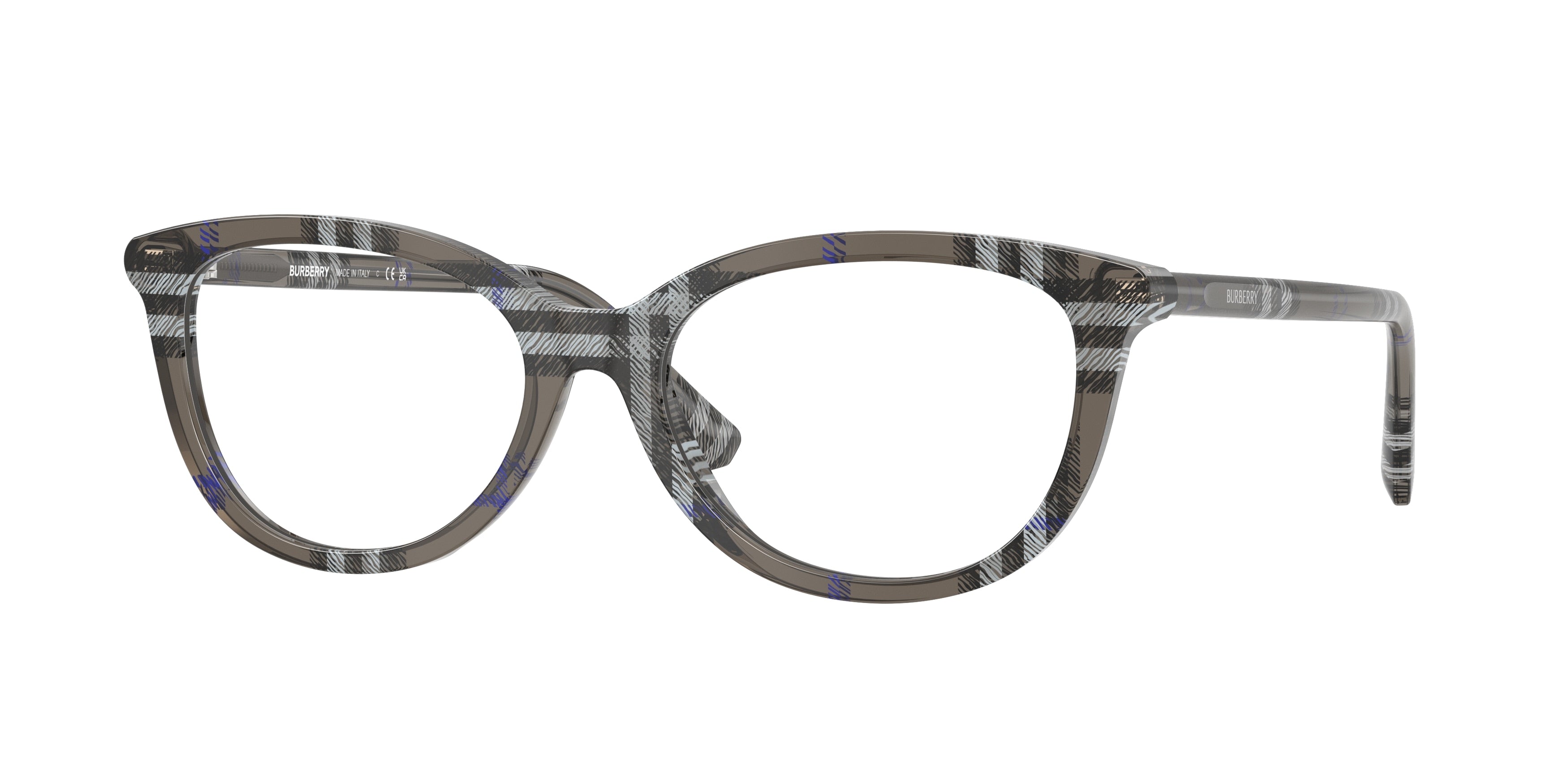 Burberry BE2431 Cat Eye Eyeglasses  4166-Check Lichen 54-140-17 - Color Map Grey