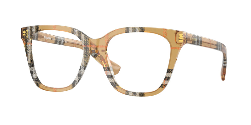 Burberry BE2438F Square Eyeglasses  4163-Check Sand 53-140-17 - Color Map Brown