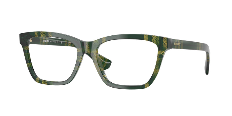 Burberry BE2440F Rectangle Eyeglasses  4169-Check Green 52-140-16 - Color Map Green