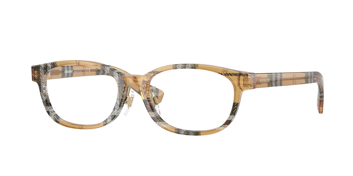 Burberry BE2447D Oval Eyeglasses  4163-Check Sand 51-140-16 - Color Map Brown