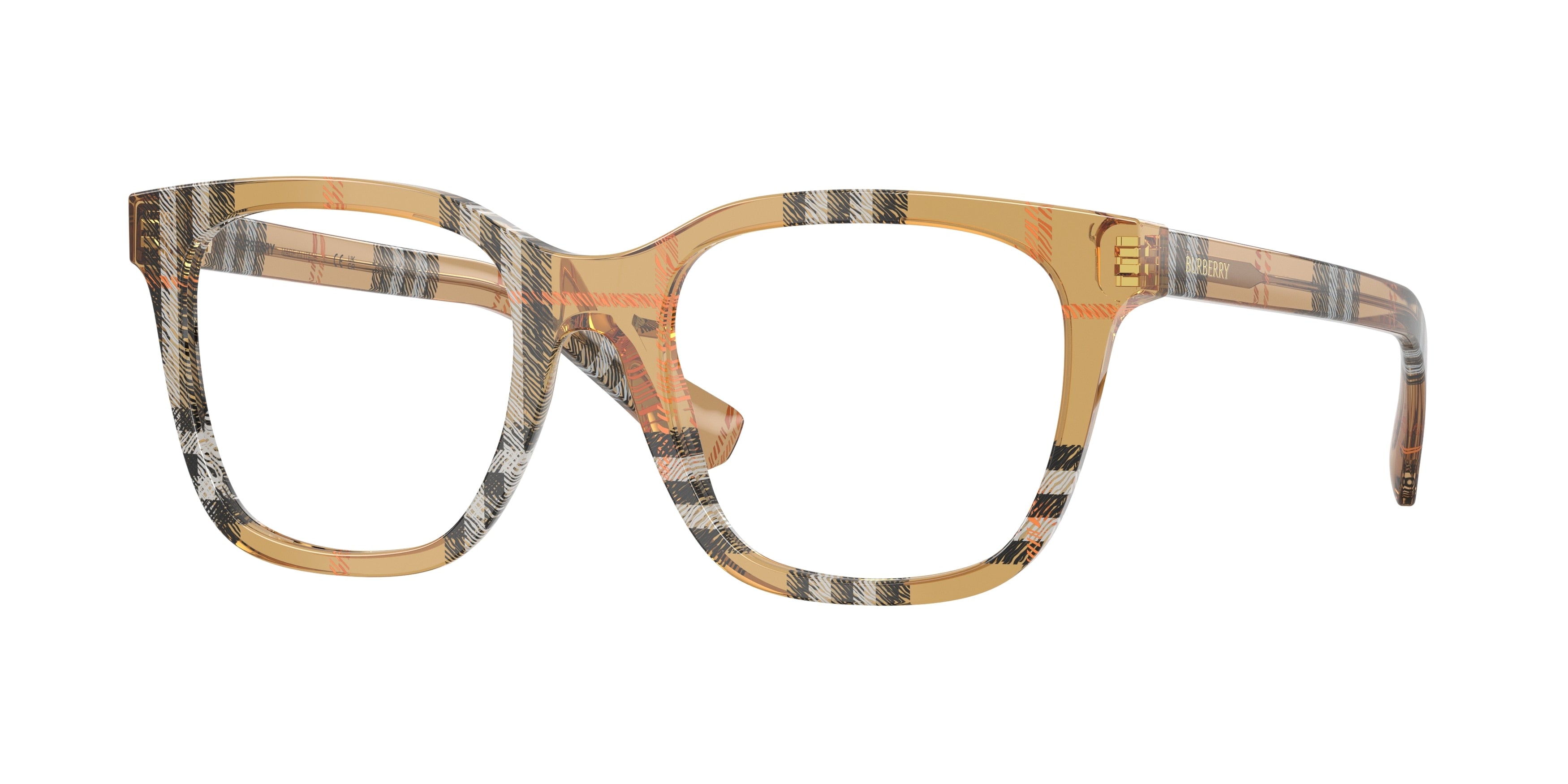 Burberry BE2455 Square Eyeglasses  4163-Check Sand 52-140-19 - Color Map Brown