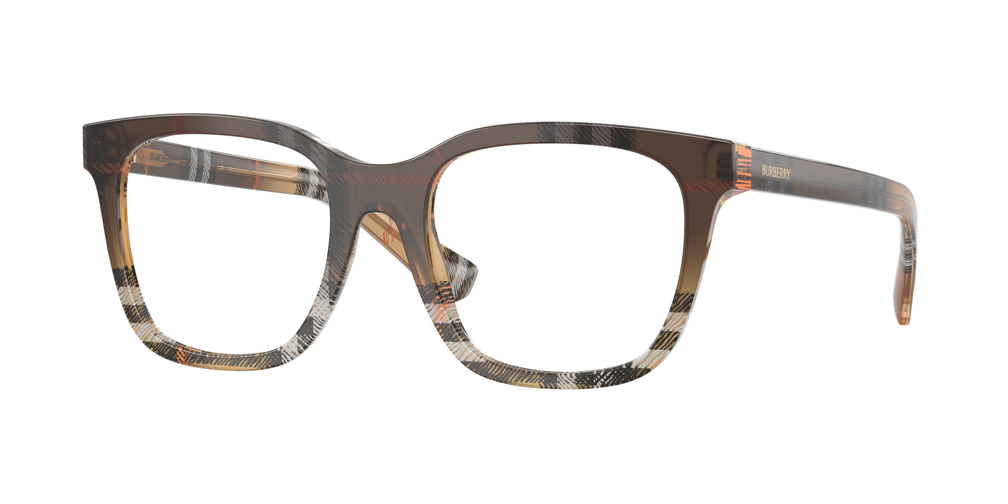 Burberry BE2455 Square Eyeglasses  4202-Check Gradient Sand 52-140-19 - Color Map Brown
