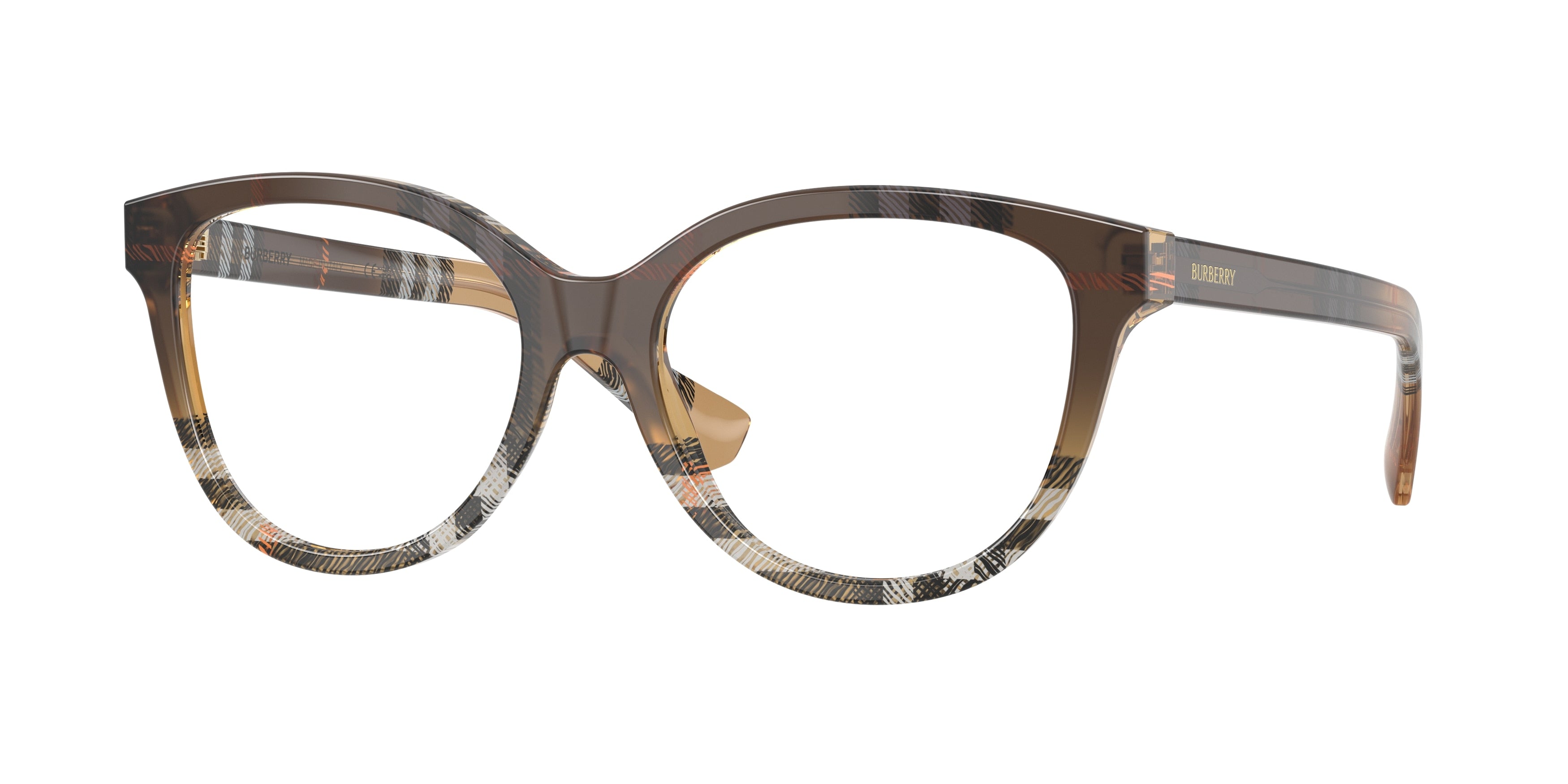 Burberry BE2456 Cat Eye Eyeglasses  4202-Check Gradient Sand 54-140-17 - Color Map Brown