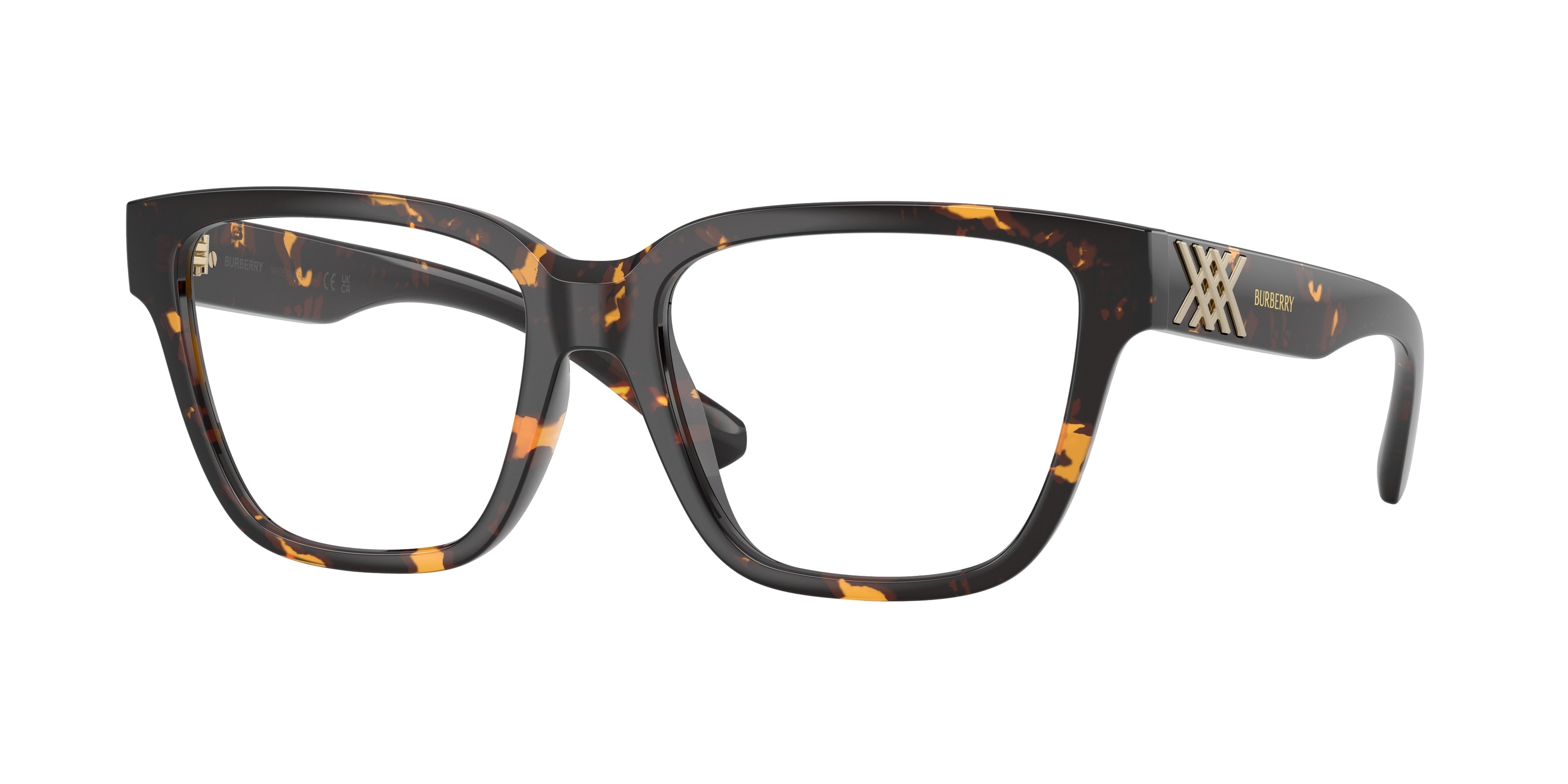 Burberry BE2457U Square Eyeglasses  4106-Yellow Havana 54-140-17 - Color Map Tortoise