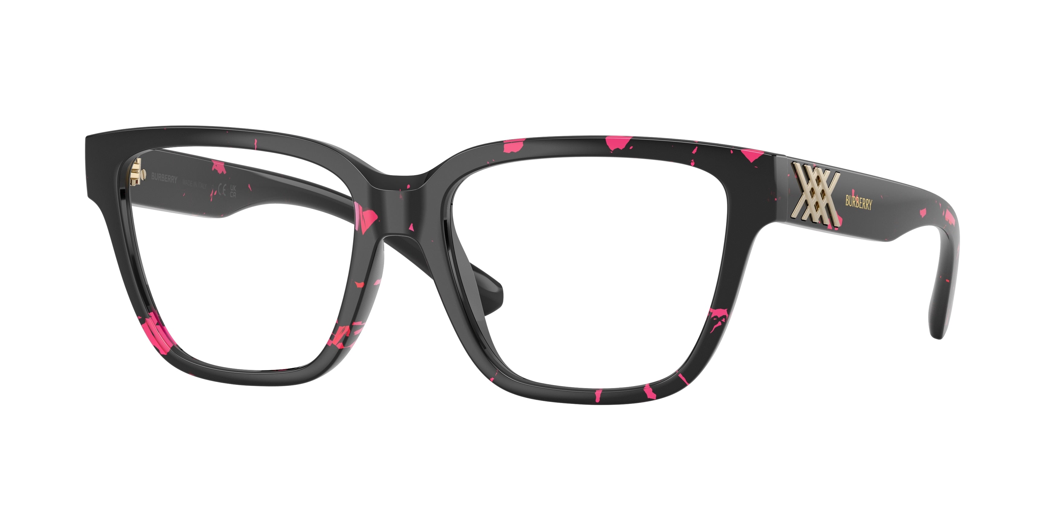 Burberry BE2457U Square Eyeglasses  4126-Havana Fuxia 54-140-17 - Color Map Tortoise