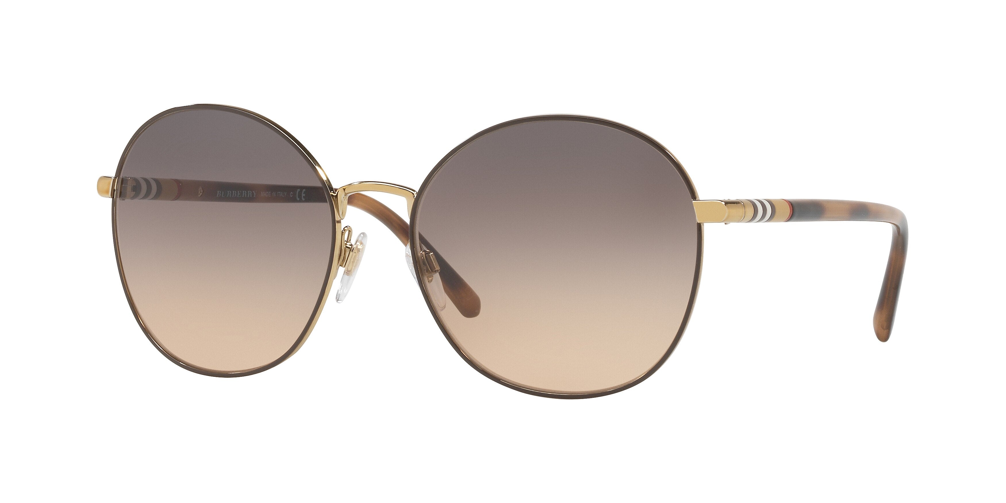Burberry BE3094 Round Sunglasses  1257G9-Light Gold 56-140-17 - Color Map Gold