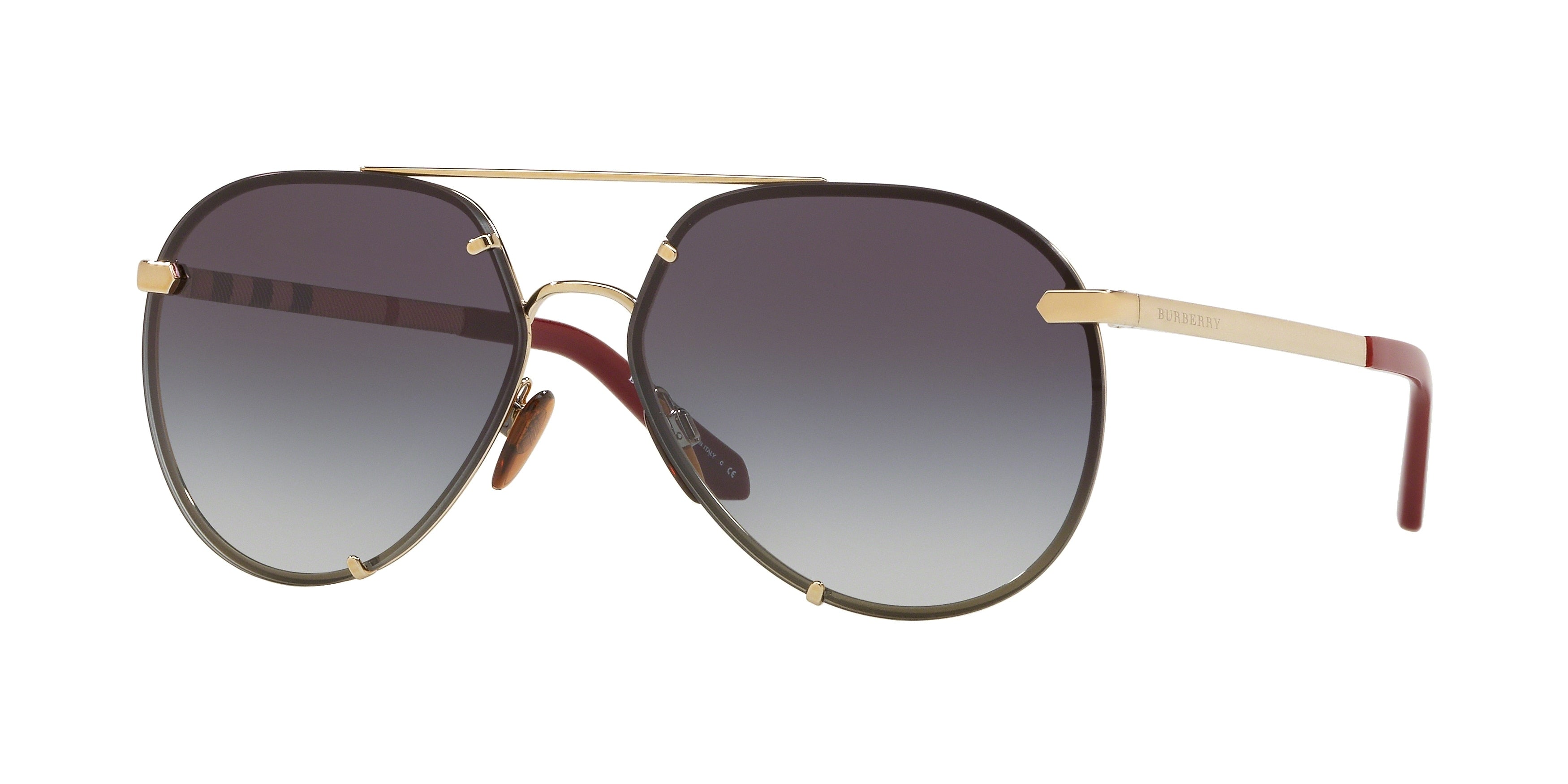 Burberry BE3099 Pilot Sunglasses  11458G-Light Gold 61-140-14 - Color Map Gold