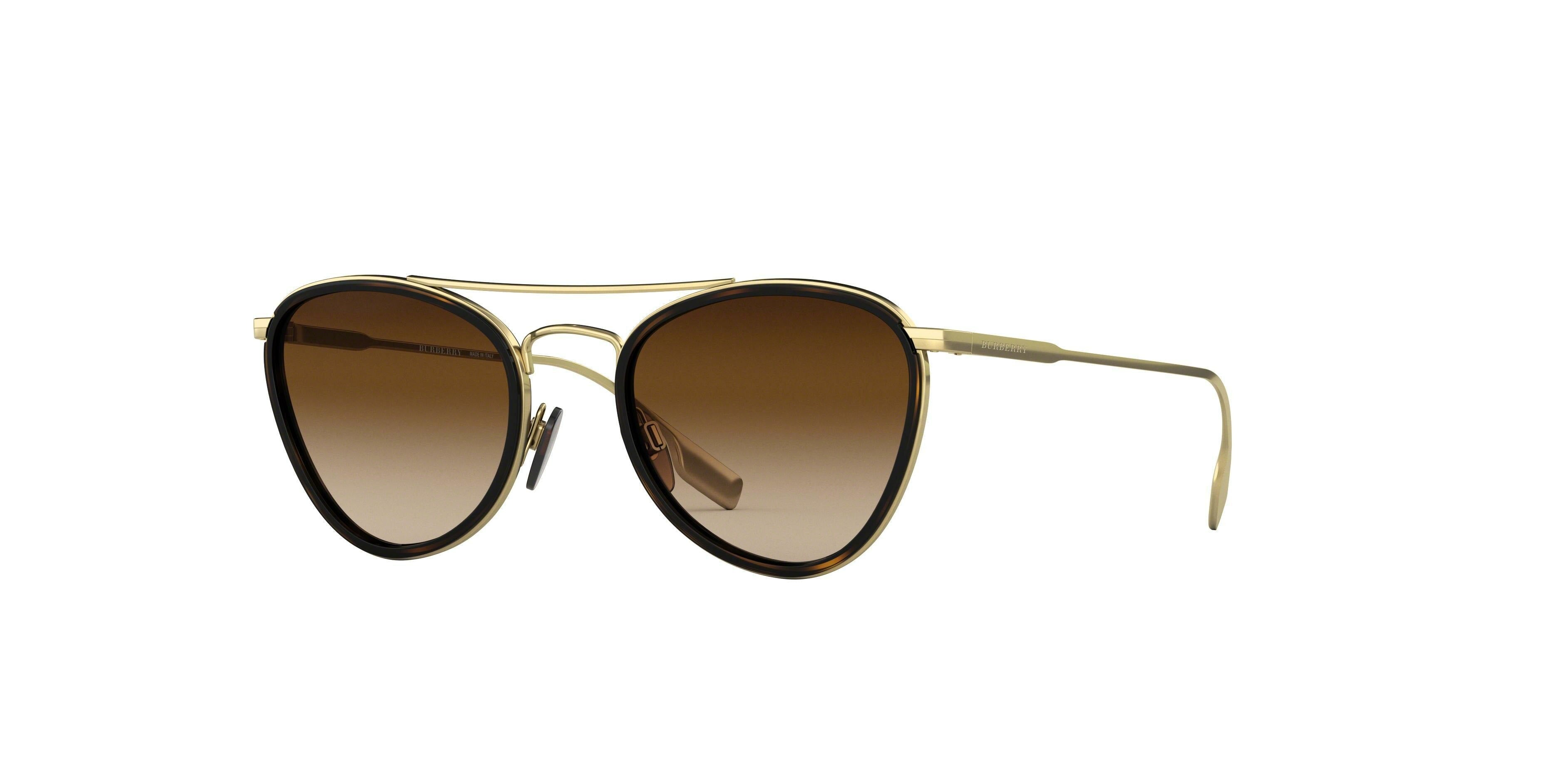 Burberry BE3104 Pilot Sunglasses  114513-Dark Havana/Light Gold 51-140-21 - Color Map Brown