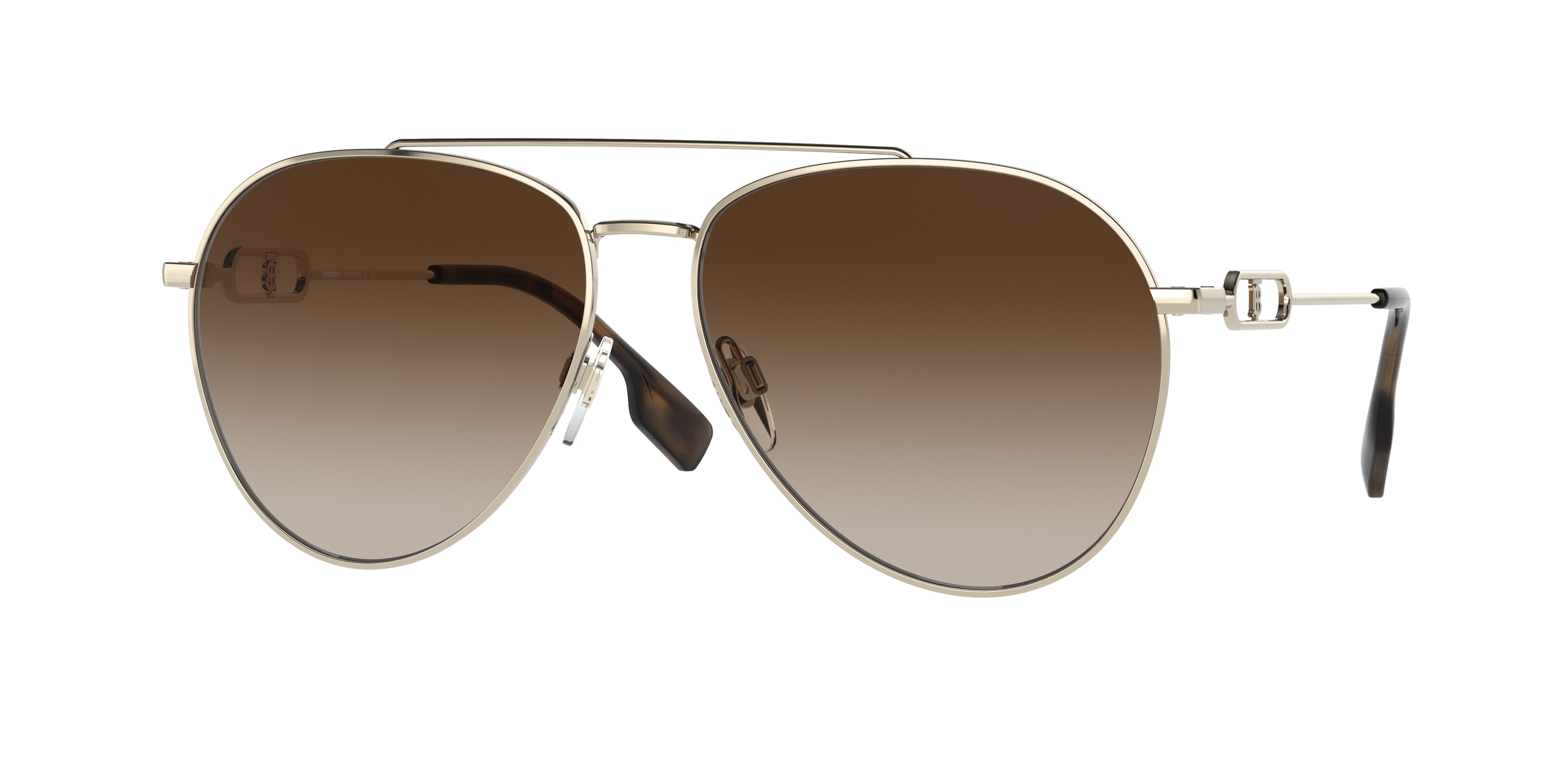 Burberry CARMEN BE3128 Pilot Sunglasses  110913-Light Gold 58-145-14 - Color Map Gold