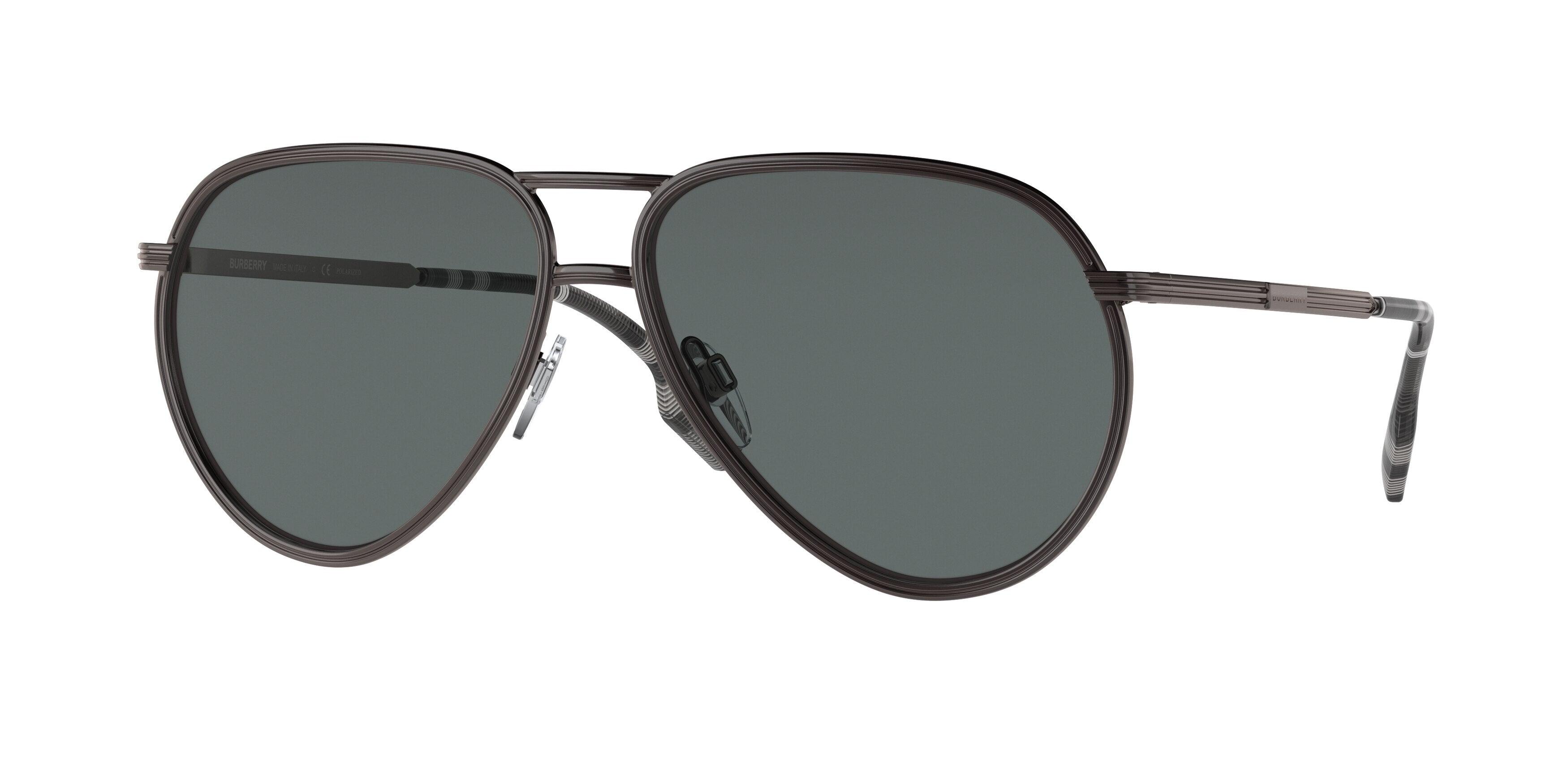 Burberry SCOTT BE3135 Pilot Sunglasses  114481-Ruthenium 59-145-14 - Color Map Grey