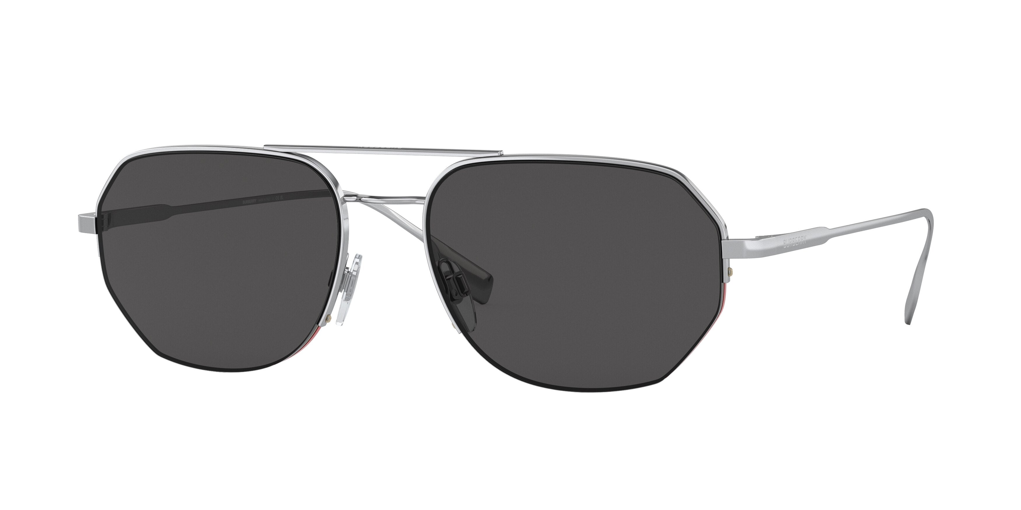 Burberry HENRY BE3140 Irregular Sunglasses  100587-Silver 57-145-18 - Color Map Silver