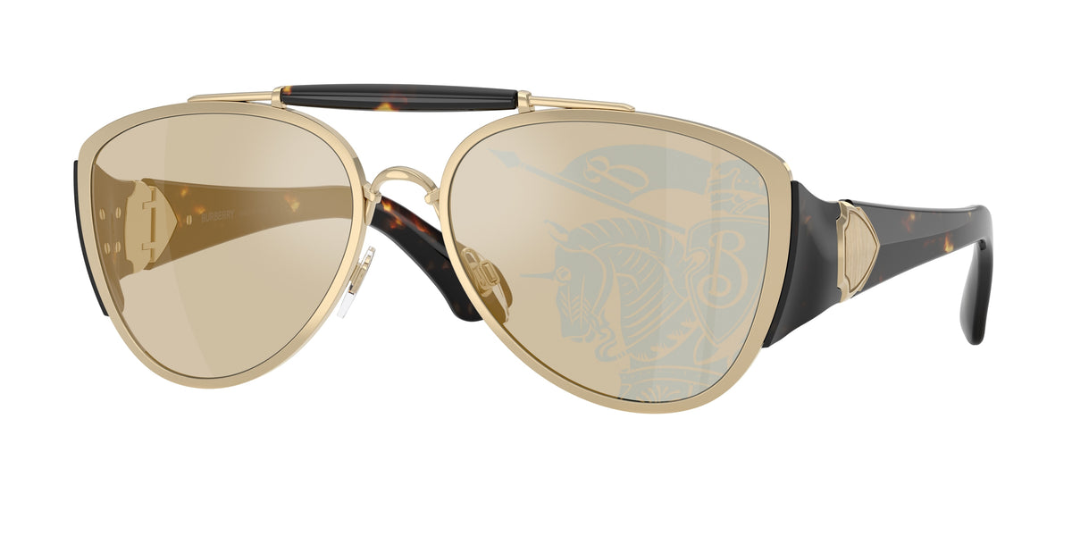 Burberry BE3161 Pilot Sunglasses  1109P4-Light Gold 60-130-18 - Color Map Gold