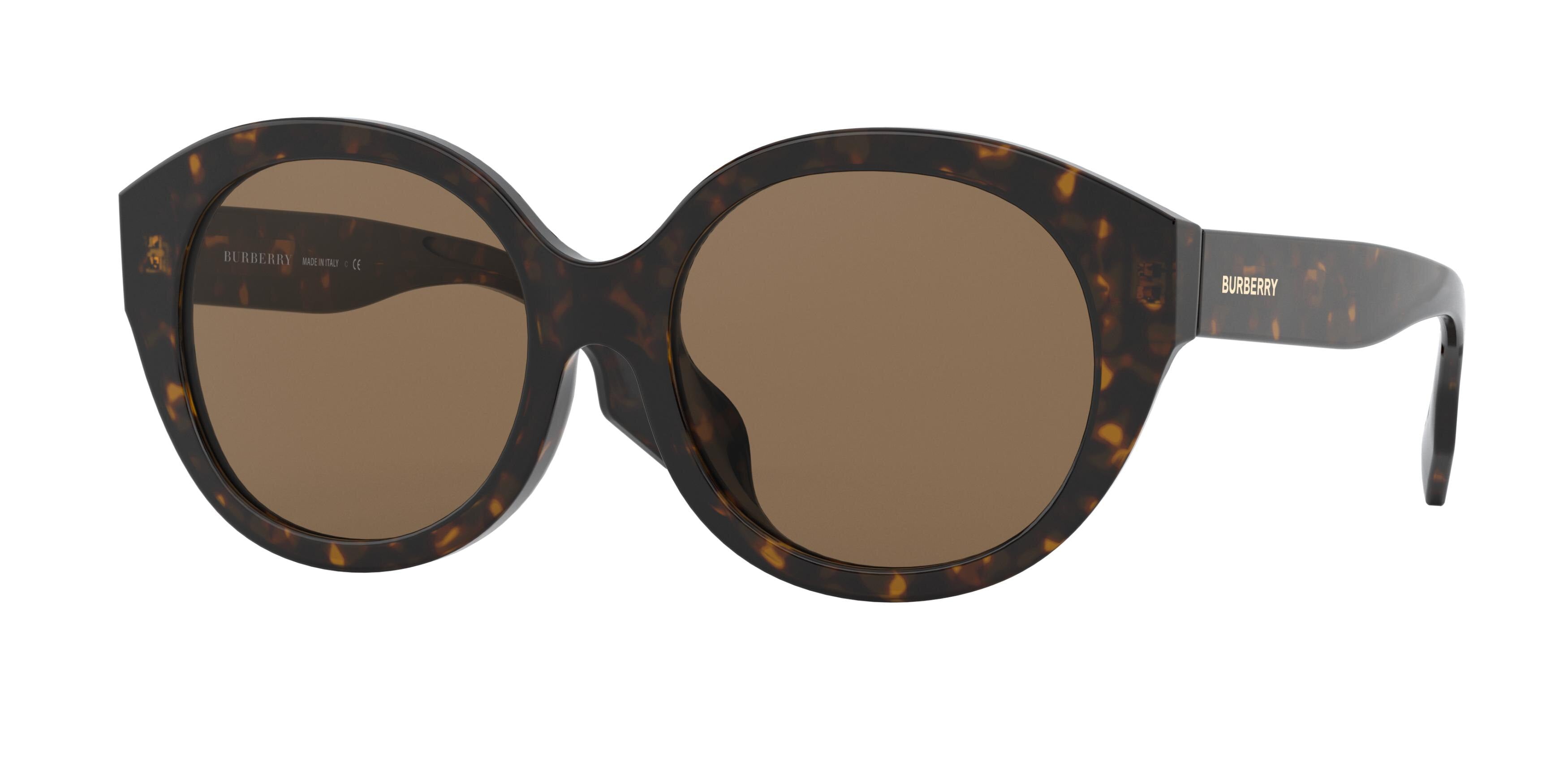 Burberry BE4304D Round Sunglasses  300273-Dark Havana 55-140-18 - Color Map Brown