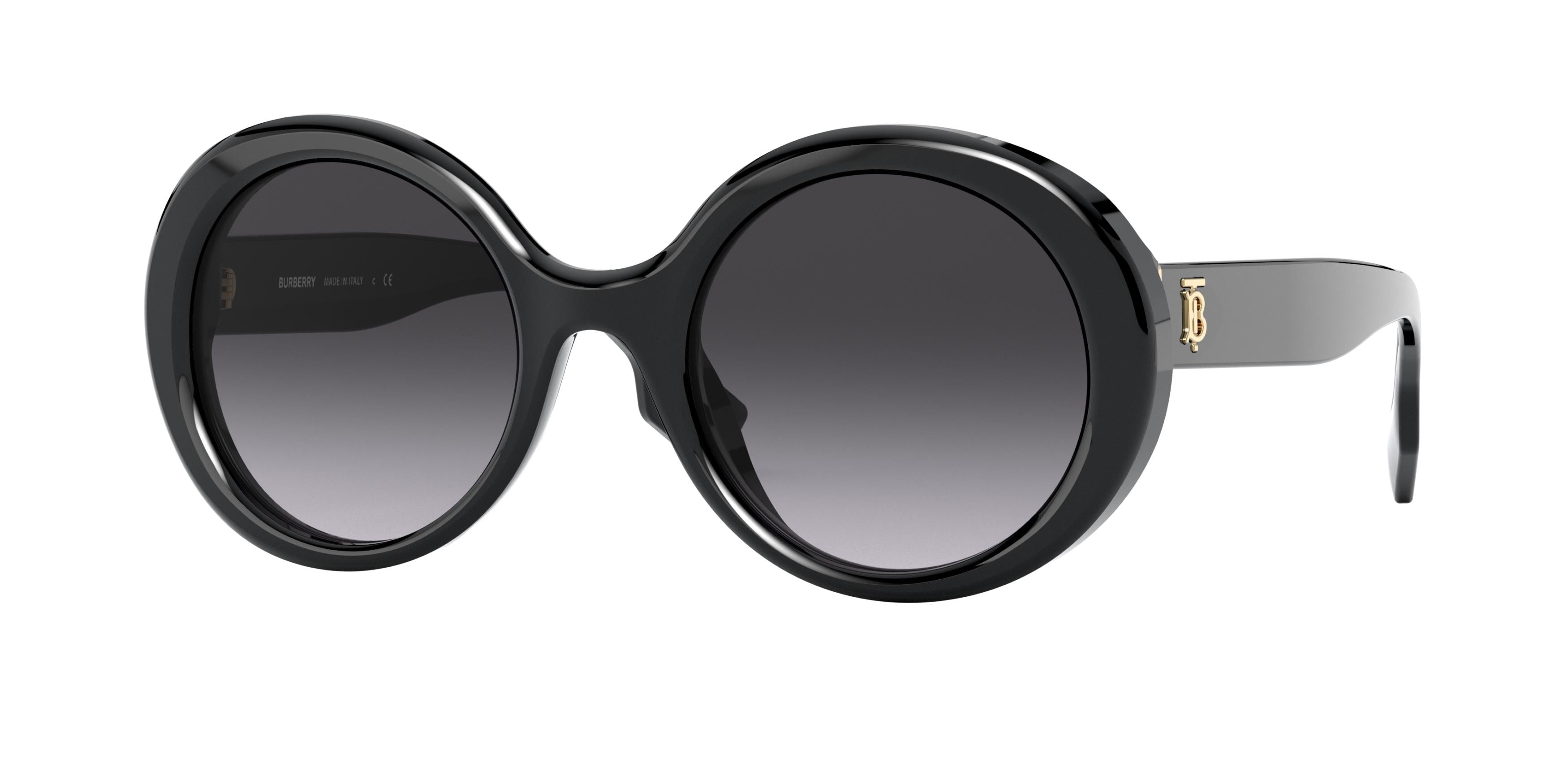 Burberry ELLA BE4314 Round Sunglasses  30018G-Black 52-140-22 - Color Map Black
