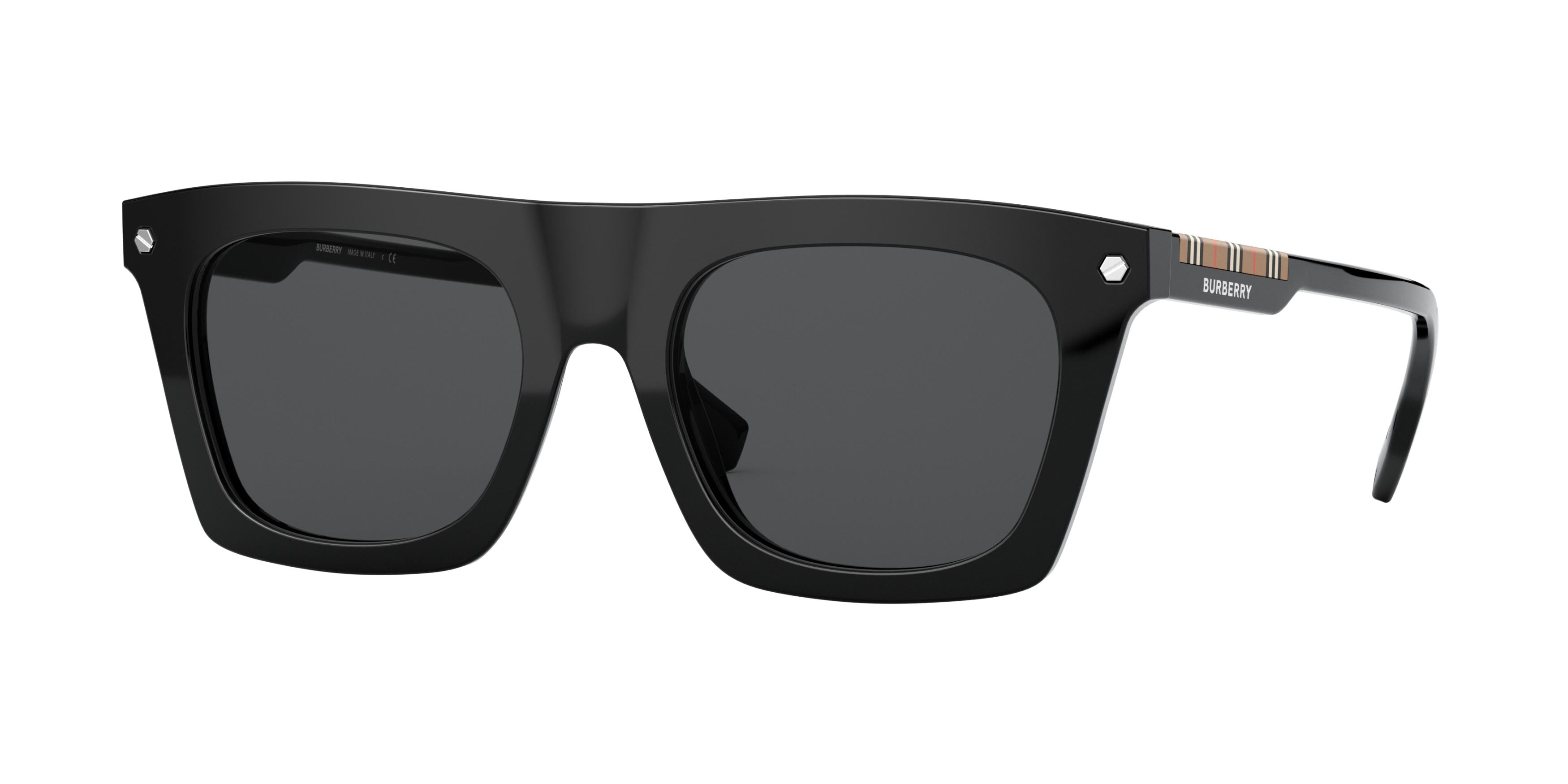 Burberry CAMRON BE4318 Rectangle Sunglasses  300187-Black 51-150-19 - Color Map Black