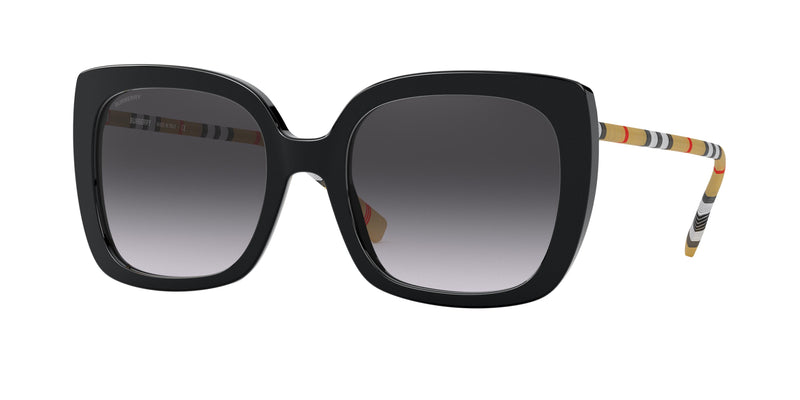 Burberry CAROLL BE4323F Square Sunglasses  38538G-Black 56-140-20 - Color Map Black