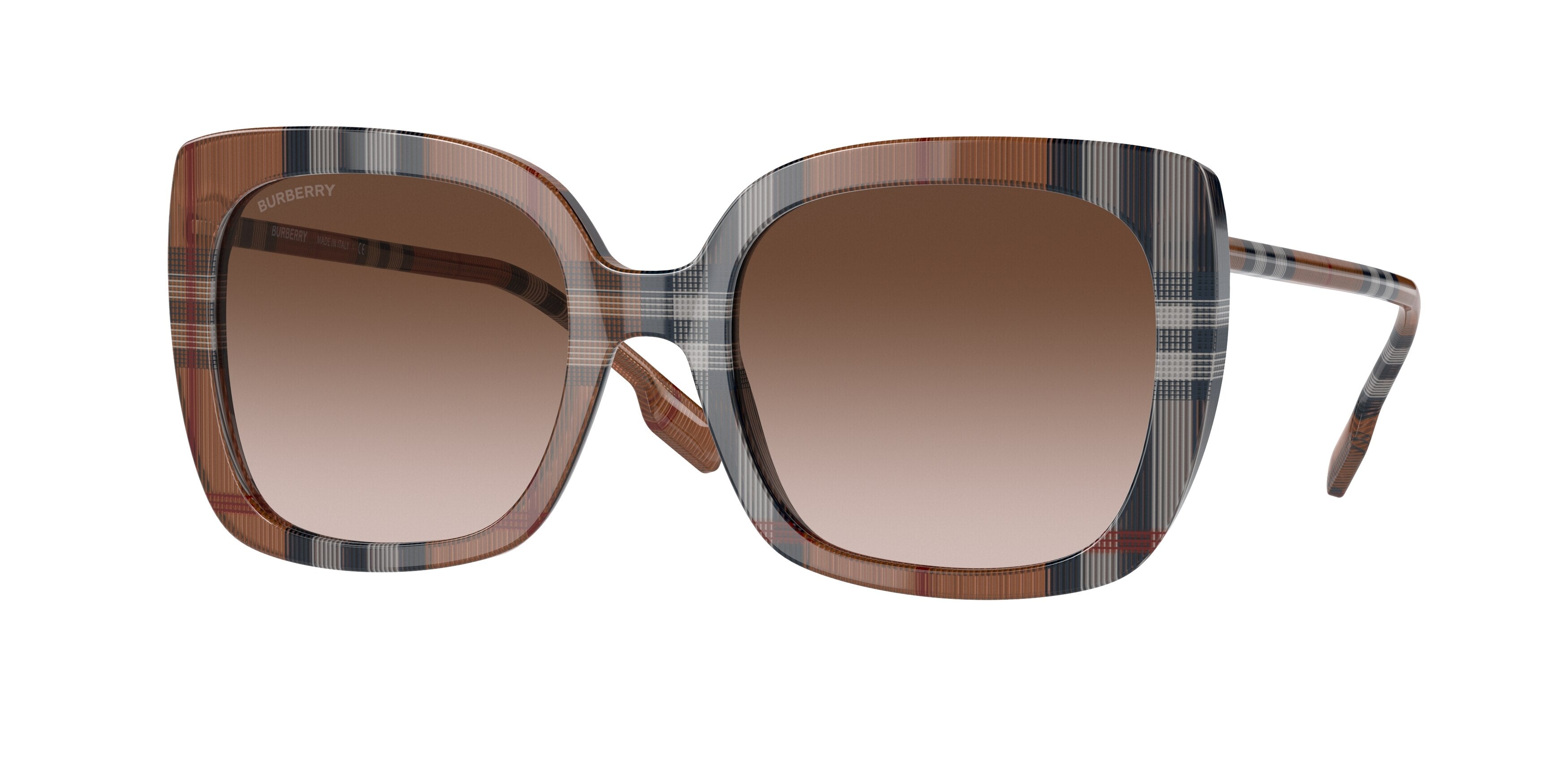 Burberry CAROLL BE4323F Square Sunglasses  400513-Check Brown 56-140-20 - Color Map Brown
