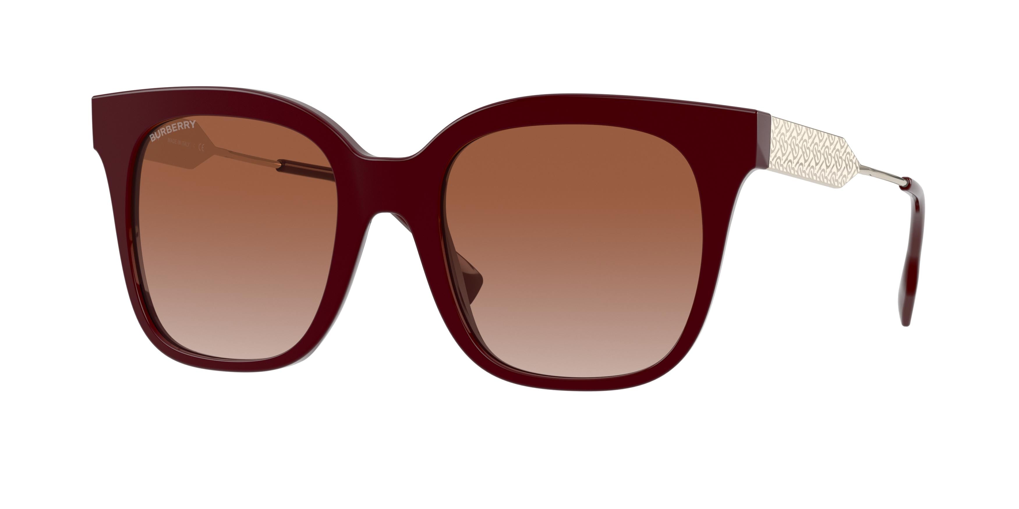 Burberry EVELYN BE4328F Square Sunglasses  340313-Bordeaux 55-145-20 - Color Map Red