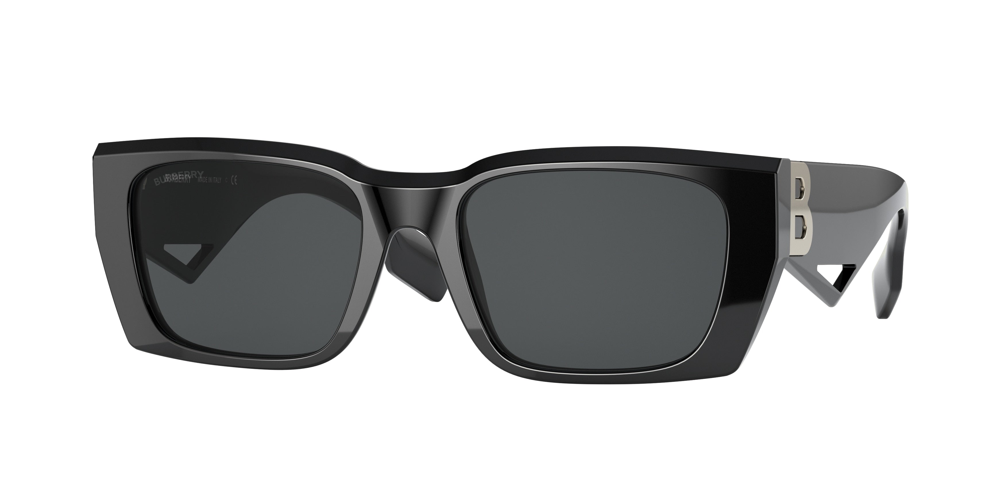 Burberry POPPY BE4336 Rectangle Sunglasses  387887-Black 53-140-19 - Color Map Black