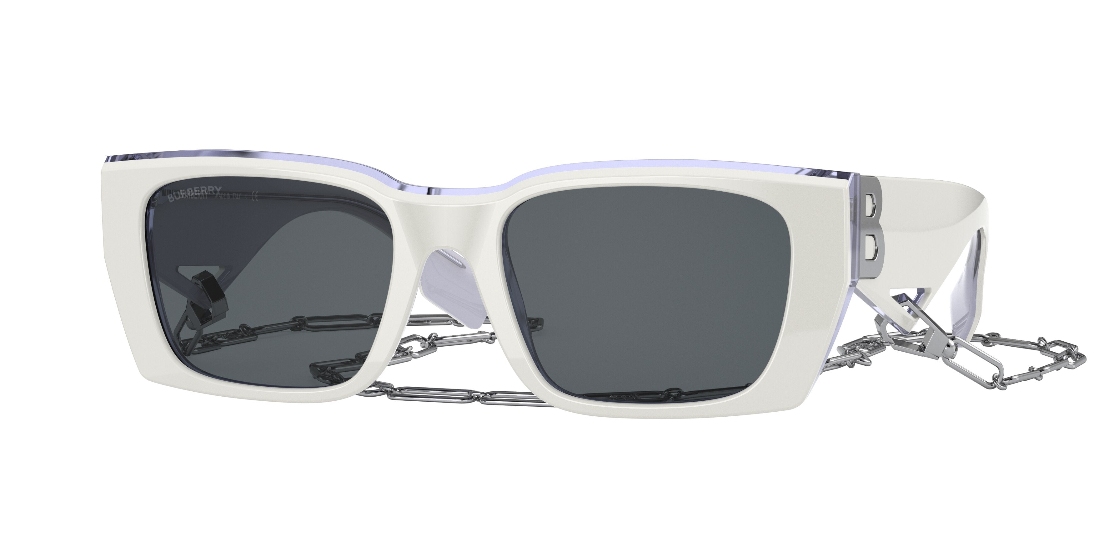 Burberry POPPY BE4336 Rectangle Sunglasses  392187-Top White On Transparent 53-140-19 - Color Map White